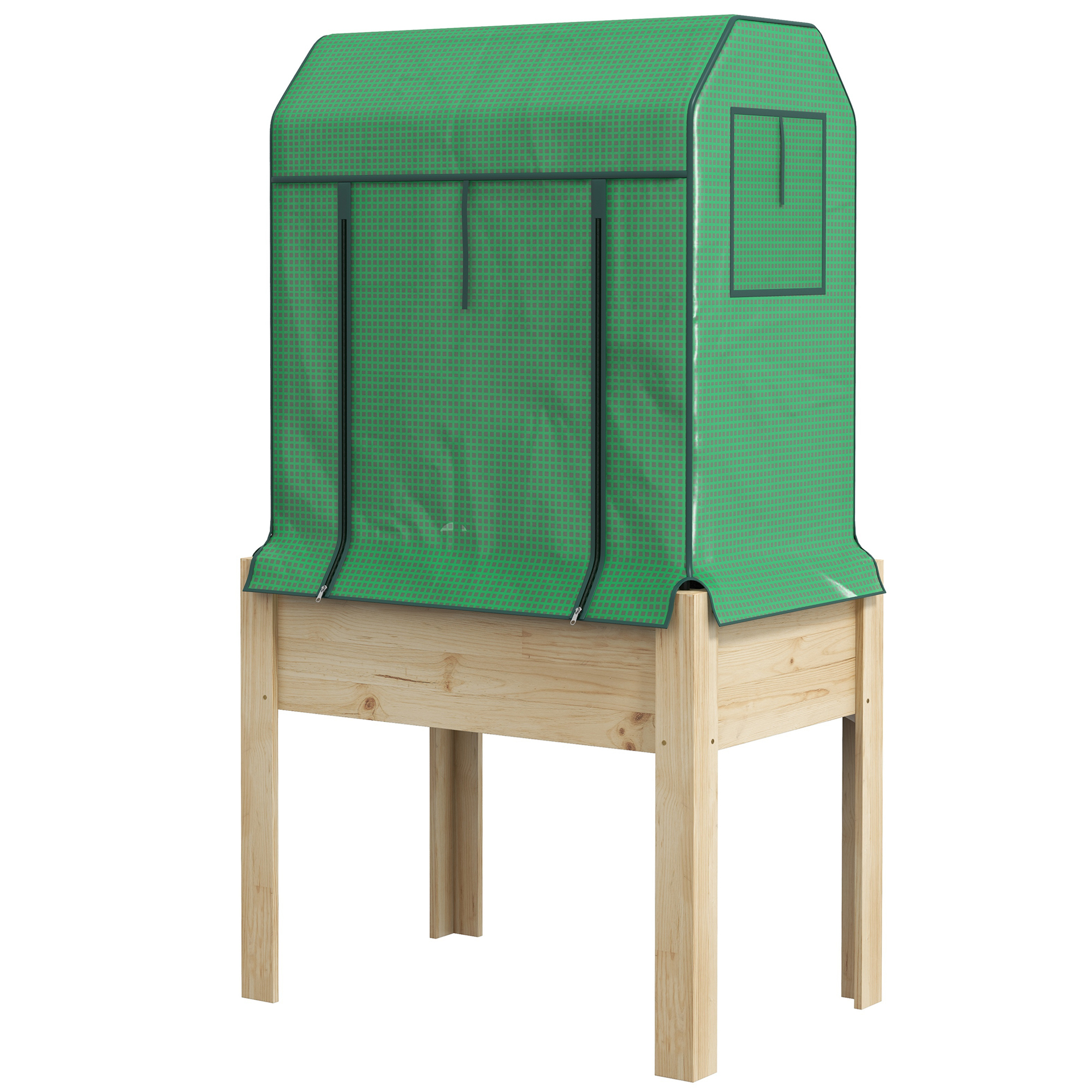 2-in-1 Hochbeet Pflanzenkasten Frühbeet Gewächshaus, 86 cm x 60cm x 165 cm, Natur + Grün 2-in-1 Hochbeet Pflanzenkasten Frühbeet Gewächshaus, 86 cm x 60cm x 165 cm, Natur + Grün