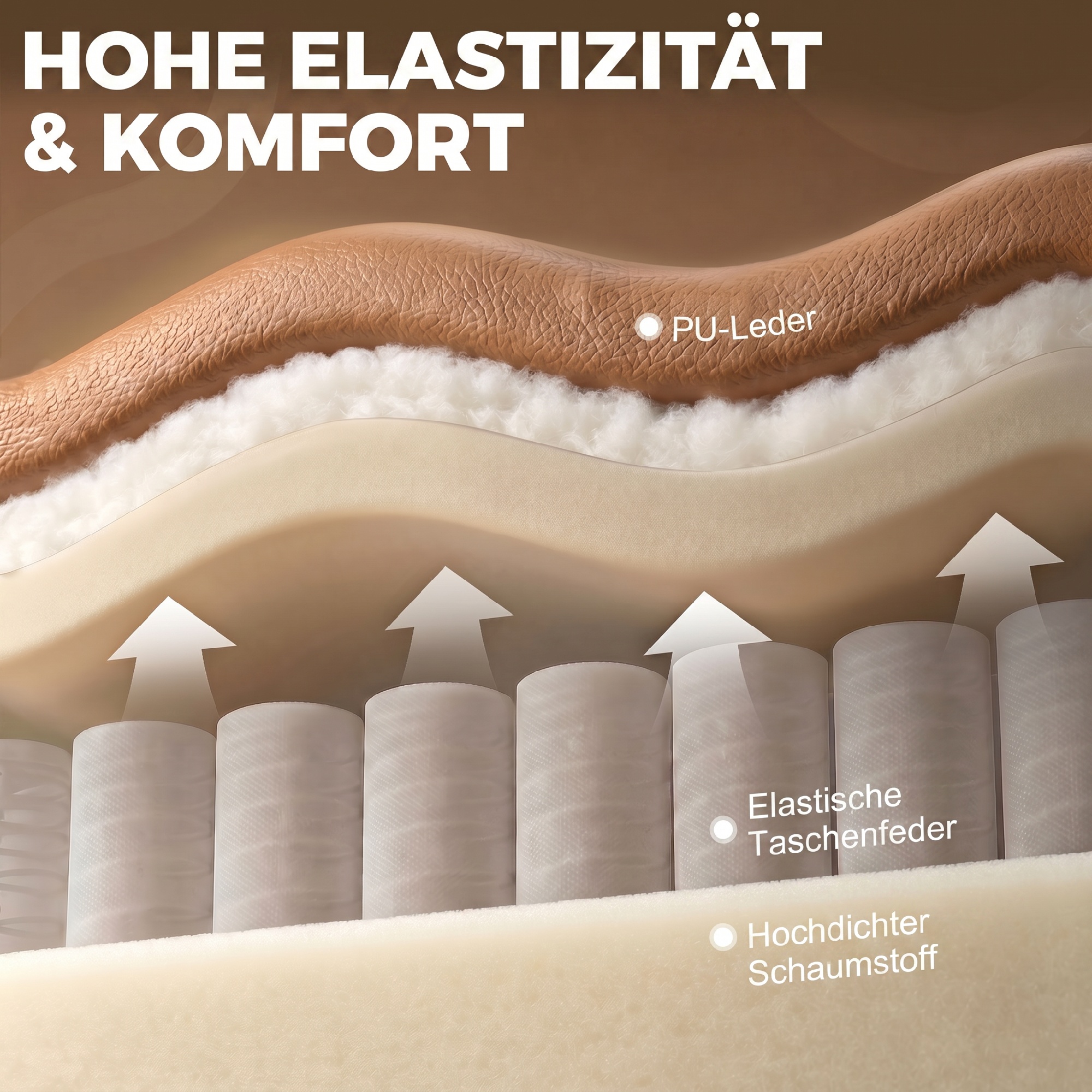 Massagesessel mit Wärmefunktion, drehbarer Schaukelsessel mit Fußstütze, Hellbraun