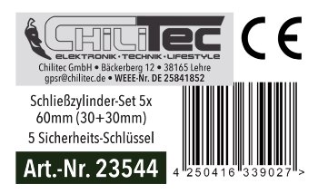 Schließzylinder-Set 5x 60mm (30+30mm) / Profil-Zylinder, 5 Sicherheits-Schlüssel