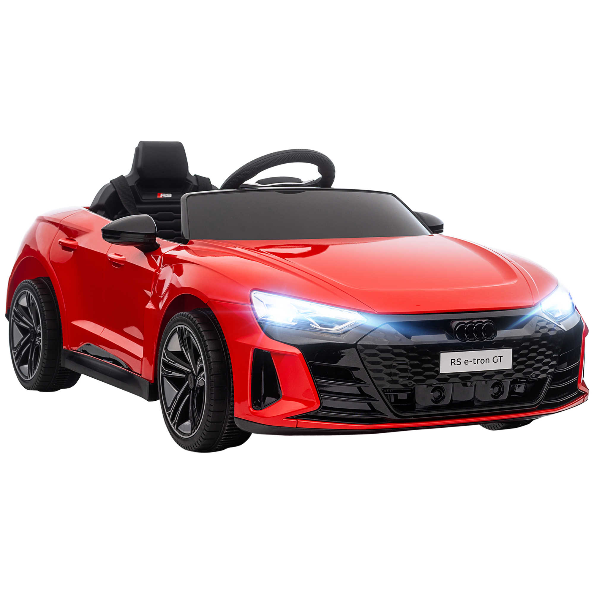 Kinderauto, Elektroauto, Audi-lizenziert, mit Sicherheitsgurt, Fernbedienung, Licht, rot+schwarz, 103 x 58 x 41cm