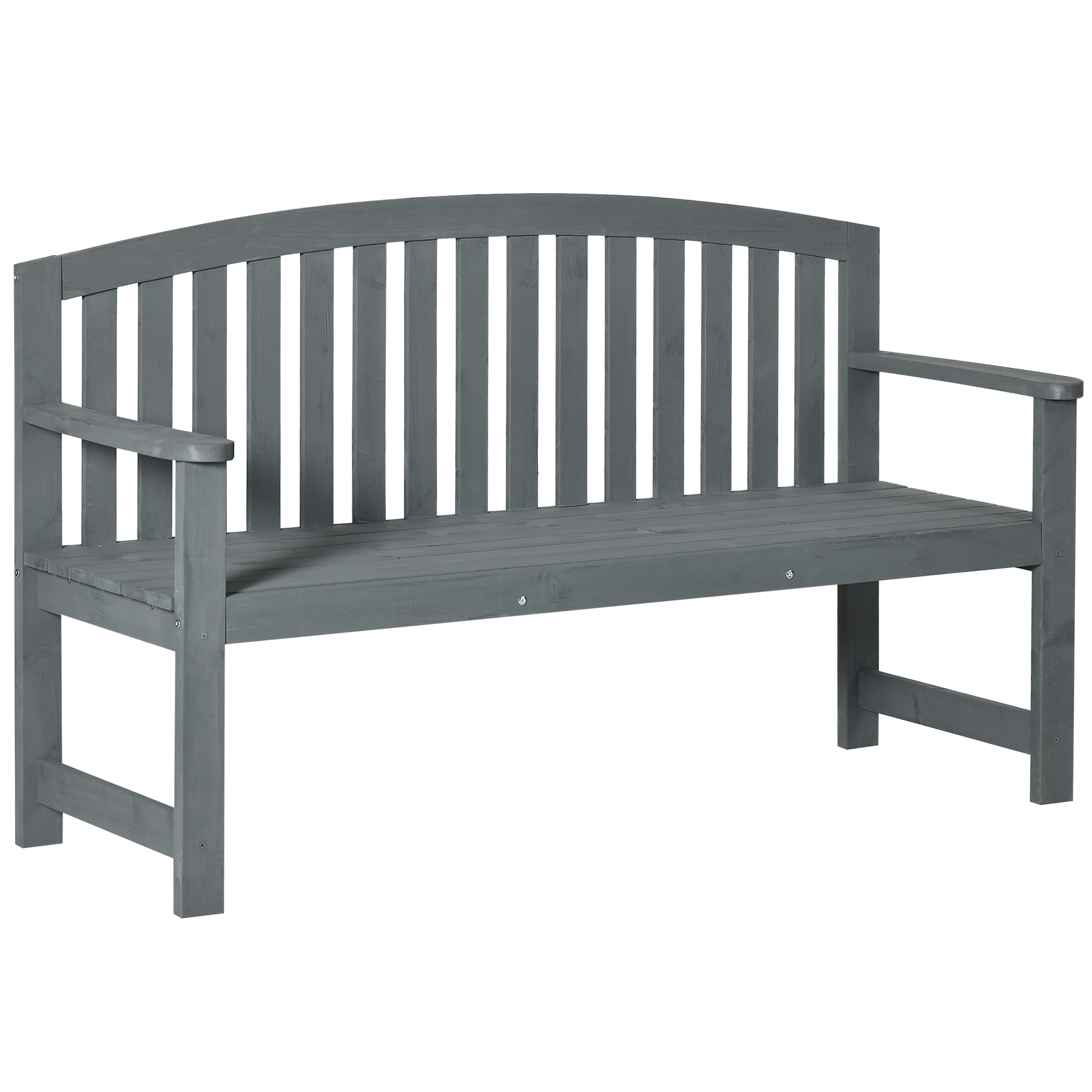 2-Sitzer Gartenbank Holz, wetterfest Sitzbank, Gartenmöbel mit Rückenlehnen, 240 kg belastbar 143 x 51 x 85 cm, Grau