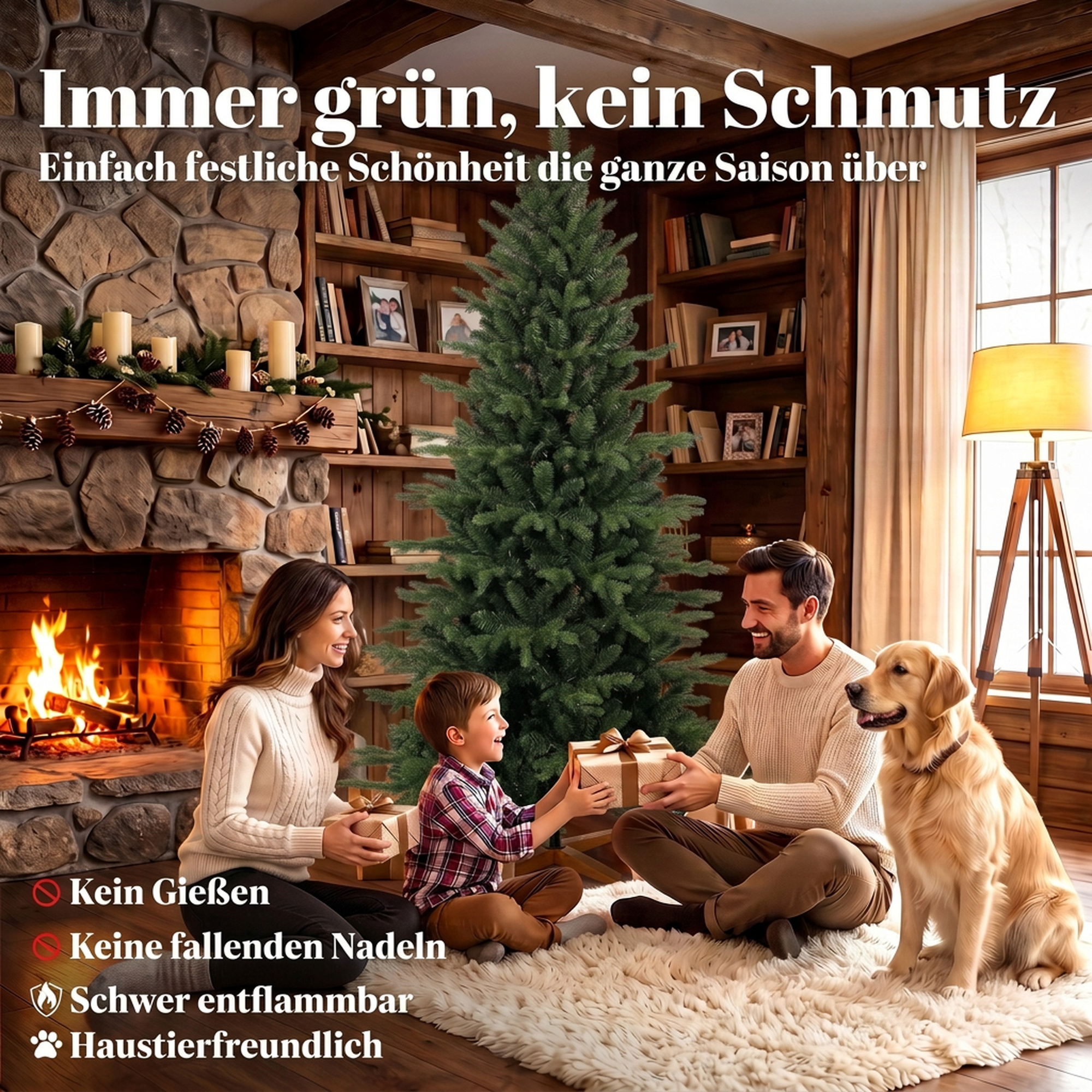 künstlicher Weihnachtsbaum klappbarer Holzständer Spritzguss Tannenbaum 1438 Spitzen 180 cm Grün