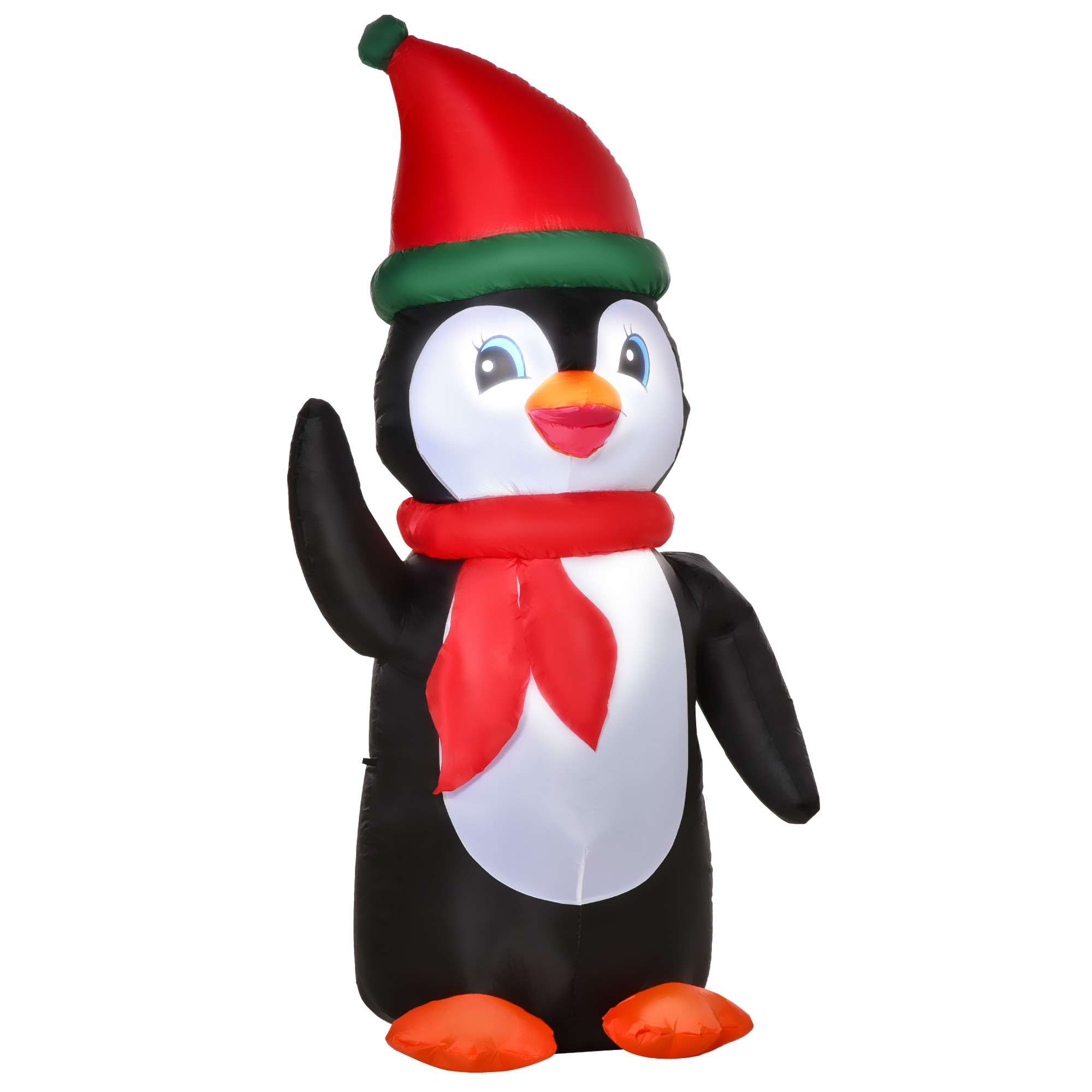 155cm aufblasbarer Weihnachtspinguin Weihnachtsdeko mit 3 Eingebauten Lichtern, Aufblasbare Weihnachtsdekoration für Innen Außen Garten Party Hof