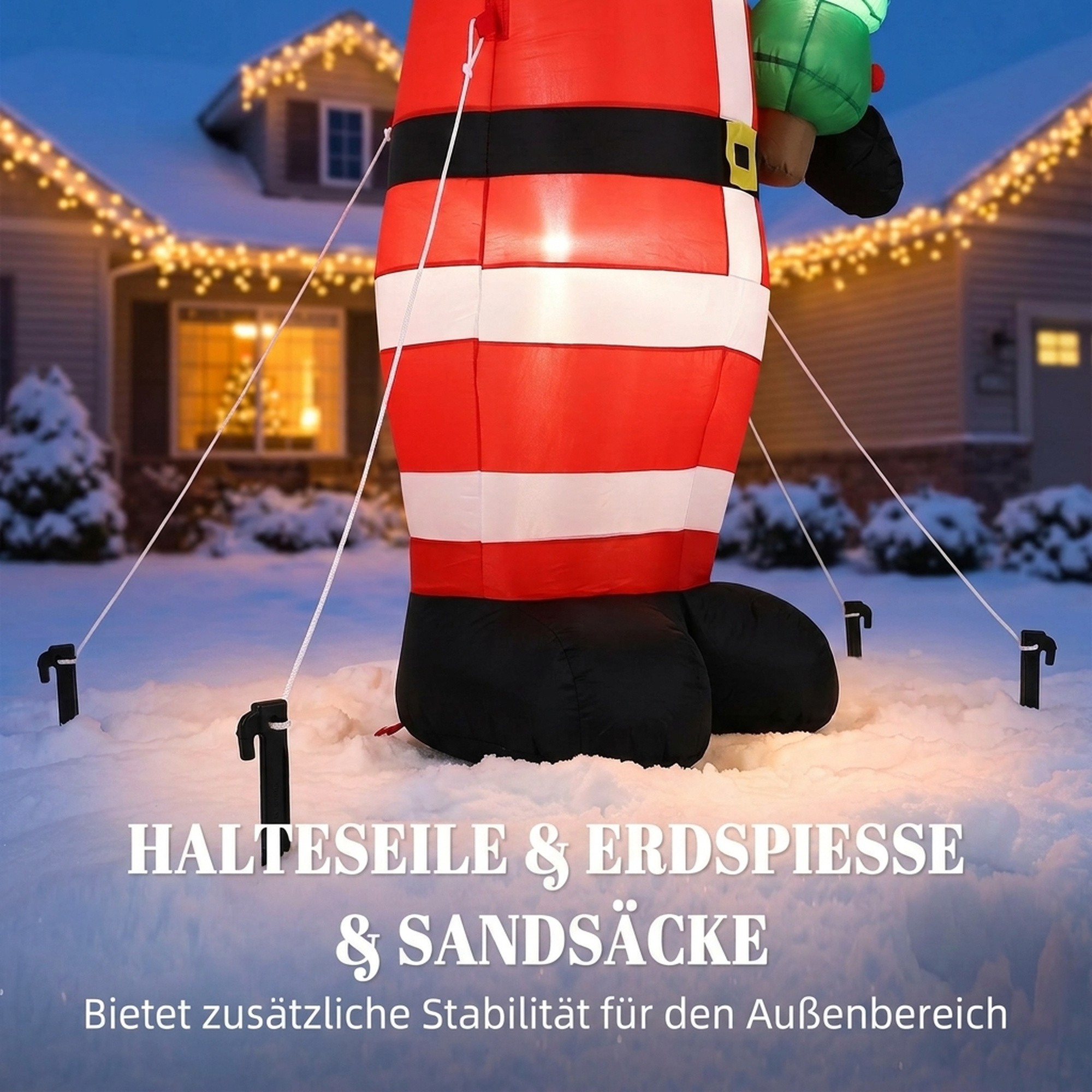 Aufblasbarer Weihnachtsmann, 243 cm, mit hellem LED-Licht, Weihnachtsdekoration für Innen- und Außenbereich, Rot