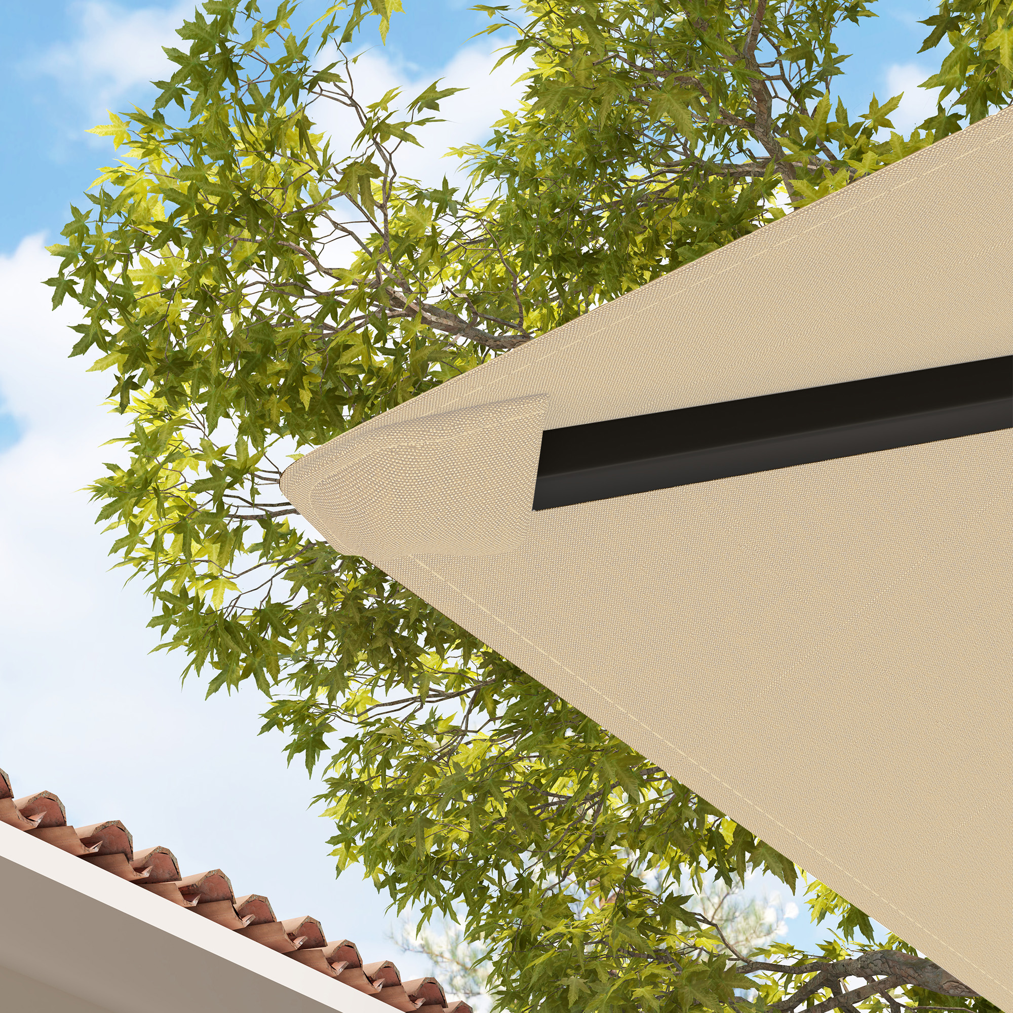 Ersatzdach für Pavillon 3 x 3 m wasserabweisend Pavillondach UPF30+ Ersatzbezug Oxford-Stoff, 370 g/m², Beige