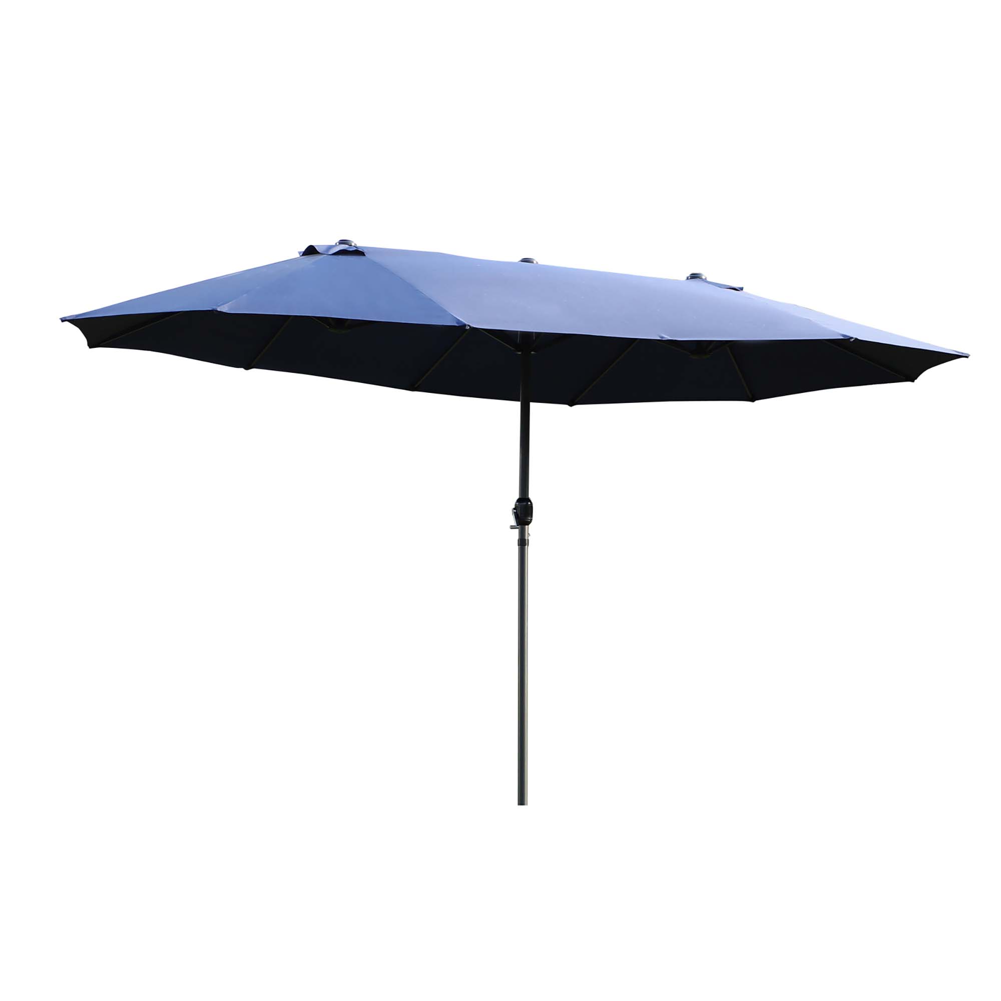 Doppelsonnenschirm 455 x 270 cm Gartenschirm mit Handkurbel oval stabil Metallstange Marktschirm Doppelsonnenschirm Terrassenschirm Sonnenschutz für Strand Balkon Terrasse Garten Blau