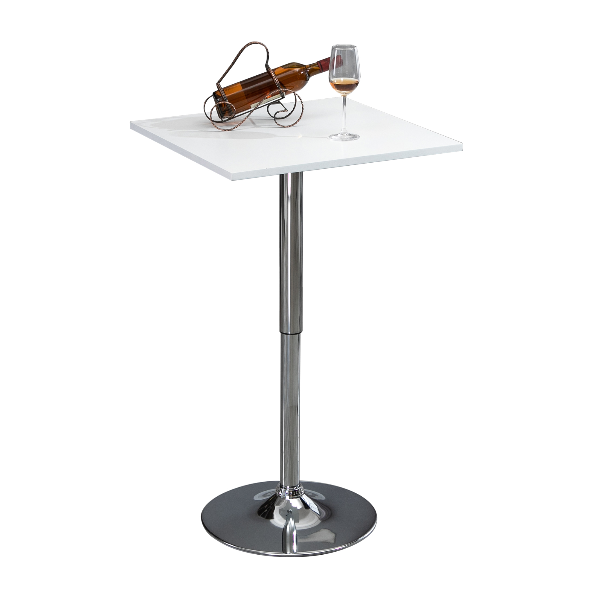 Höhenverstellbarer Bartisch, 360° drehbar, kratzfeste Füße, stabile Metallbasis, Weiß Höhenverstellbarer Bartisch, 360° drehbar, kratzfeste Füße, stabile Metallbasis, Weiß