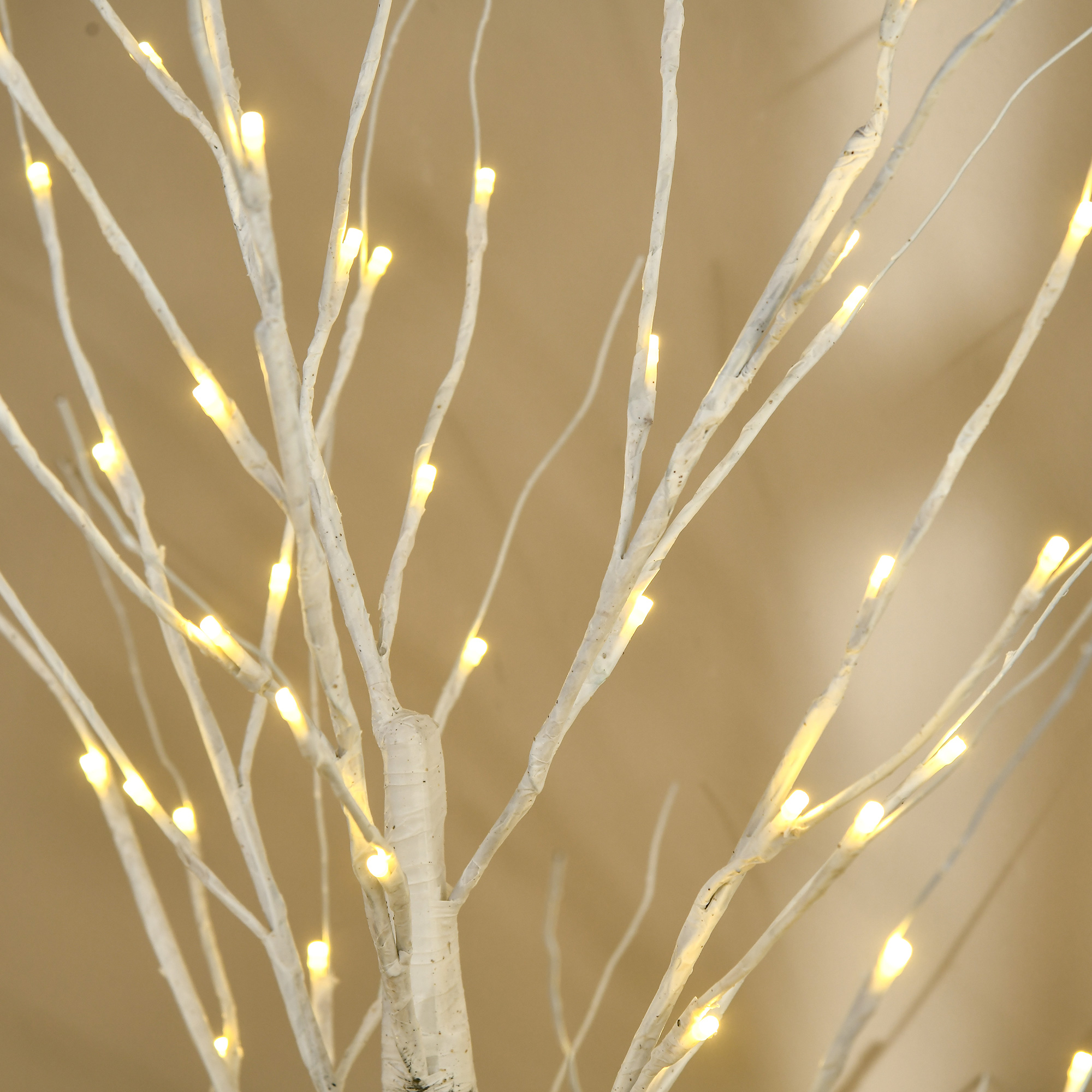Kunstbaum, Kunstbirke, mit LED-Beleuchtung, warmweiß, realistische, weiße Rinde, 22 x 22 x 180cm