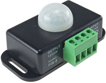 Bewegungsmelder 12-24V=, 6A / IP20, bis 8m Reichweite, 60°, 1-10min