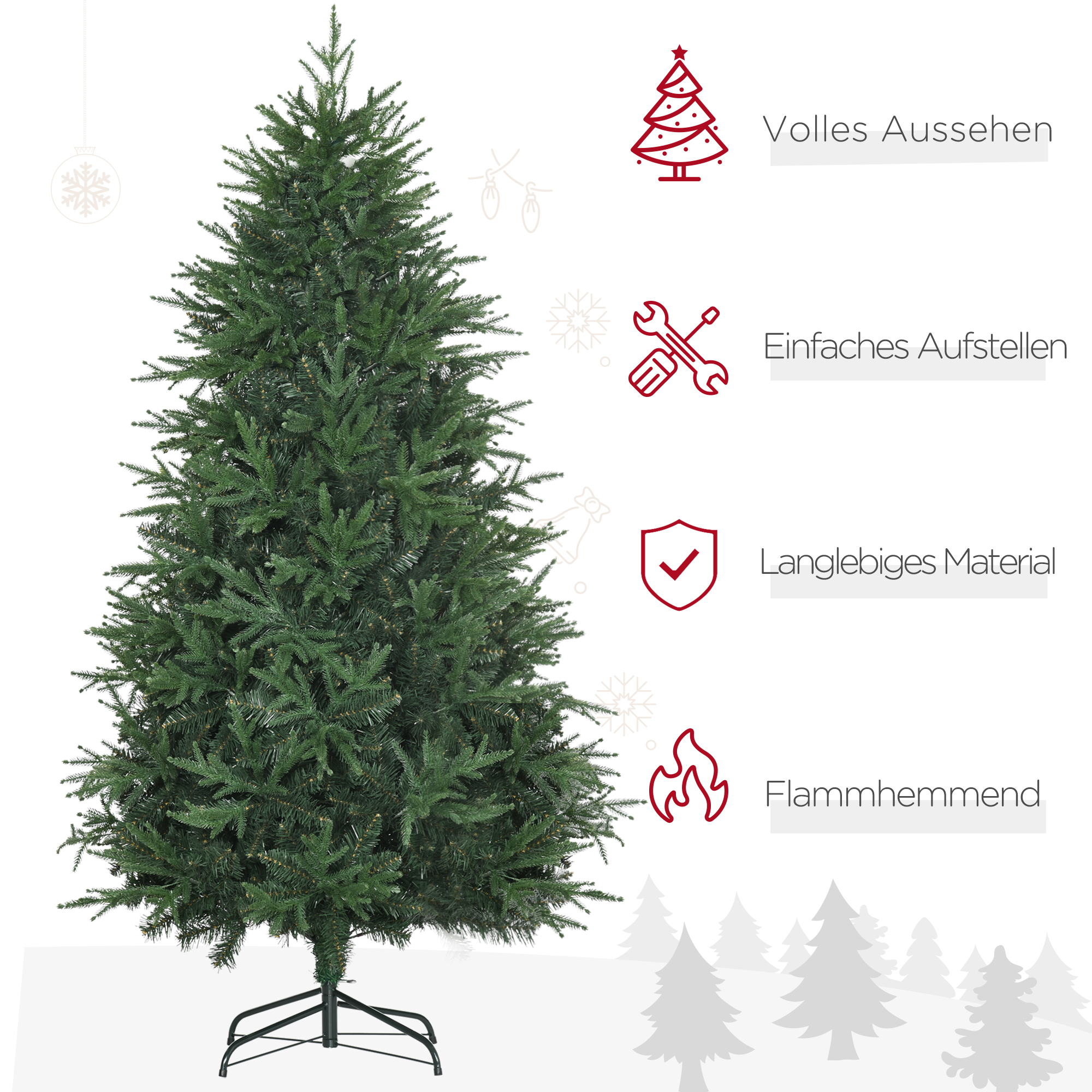 Weihnachtsbaum, Kunsttanne, realistisches Aussehen, schneller Aufbau, Kunststoff, Grün, 114 x 114 x 180cm