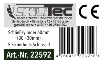 Schließzylinder 60mm (30+30mm) / Profil-Zylinder, 5 Sicherheits-Schlüssel