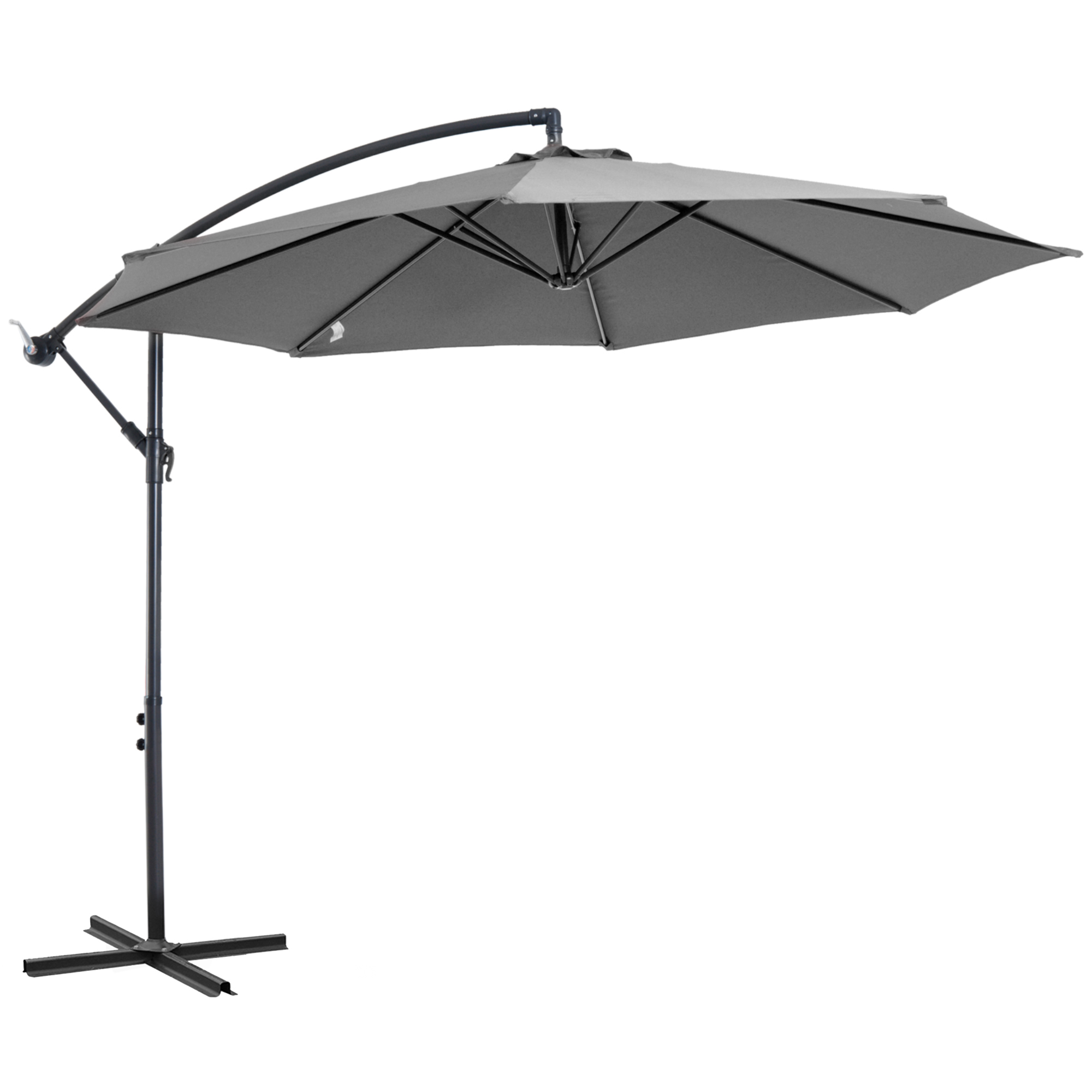 Sonnenschirm mit Handkurbel Wetterbeständig  2,95 m x 2,95 m x 2,45 m Polyester Stahl Schwarz