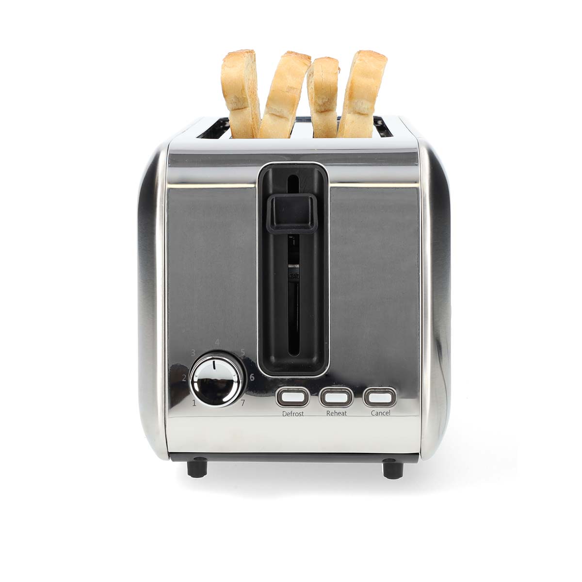 Toaster | 4 Brotscheiben | 2 Lange Schlitze | Bräunungsstufen: 7 | Auftaufunktion | Aluminium / Silber