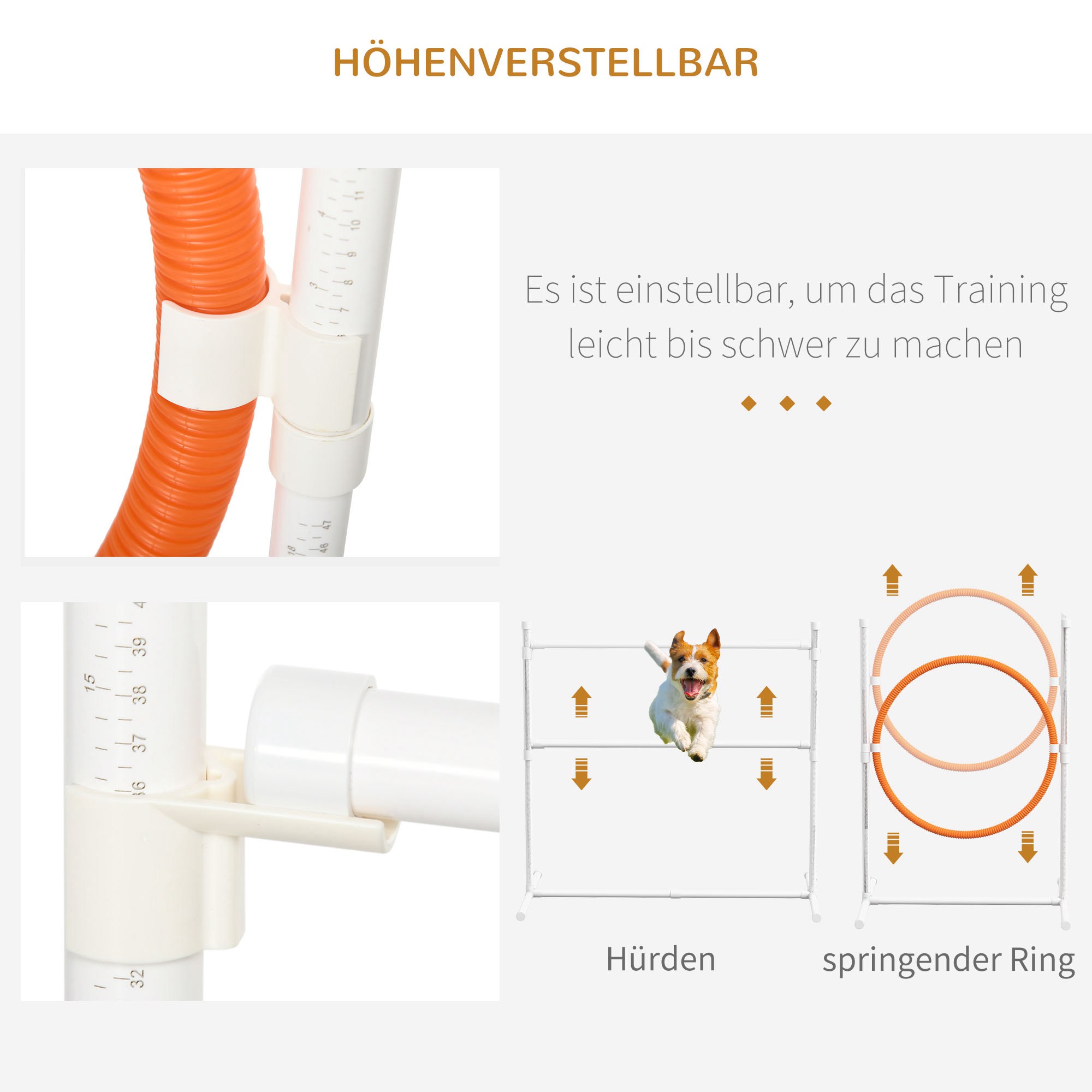 Hunde-Agiliy-Set Hundeparcours, 1 Reifen,  2 Tunnel 2 Hürden, 321 cm x 63c m x 93 cm, Blau + Rot+ Weiß
