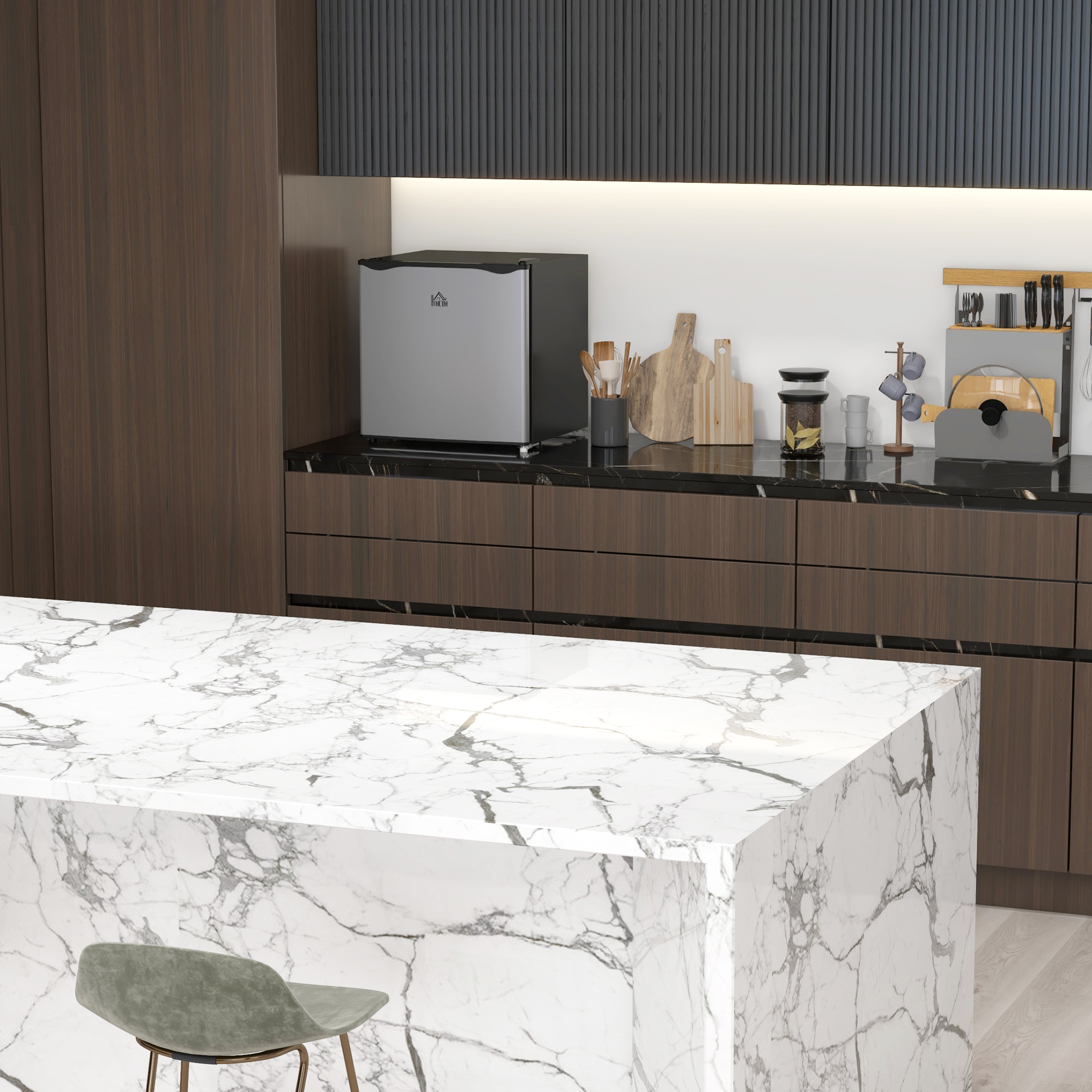 Mini-Gefrierschrank, 35 L Minikühlschrank, -14 bis -24℃, 5-stufige Temperaturregelung, 47 x 44,2 x 48,8 cm, Silber