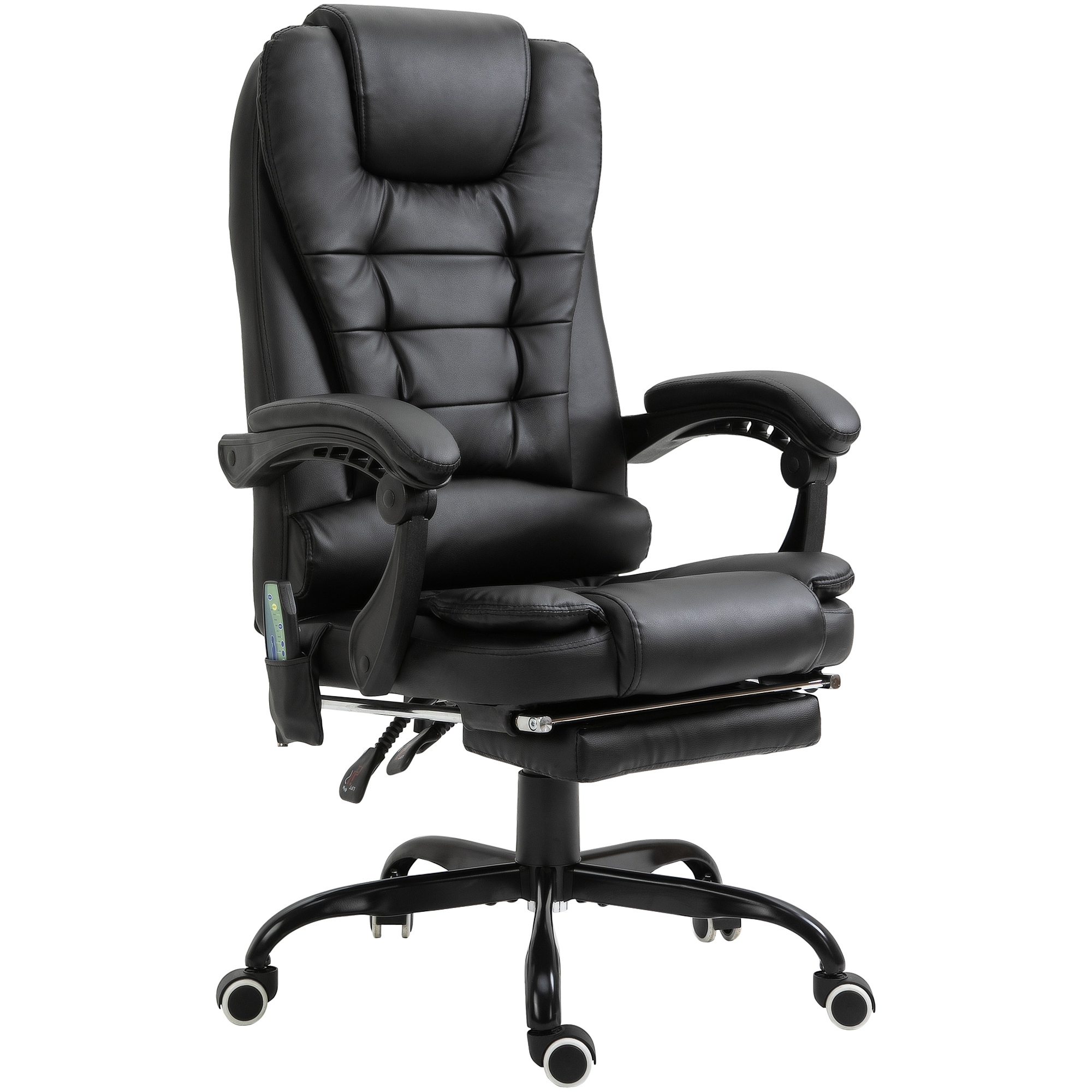 Schreibtischstuhl mit 7 Massagepunkten, höhenverstellbarer Drehstuhl mit integrierter Fußstütze, 67 x 79 x 111-121 cm