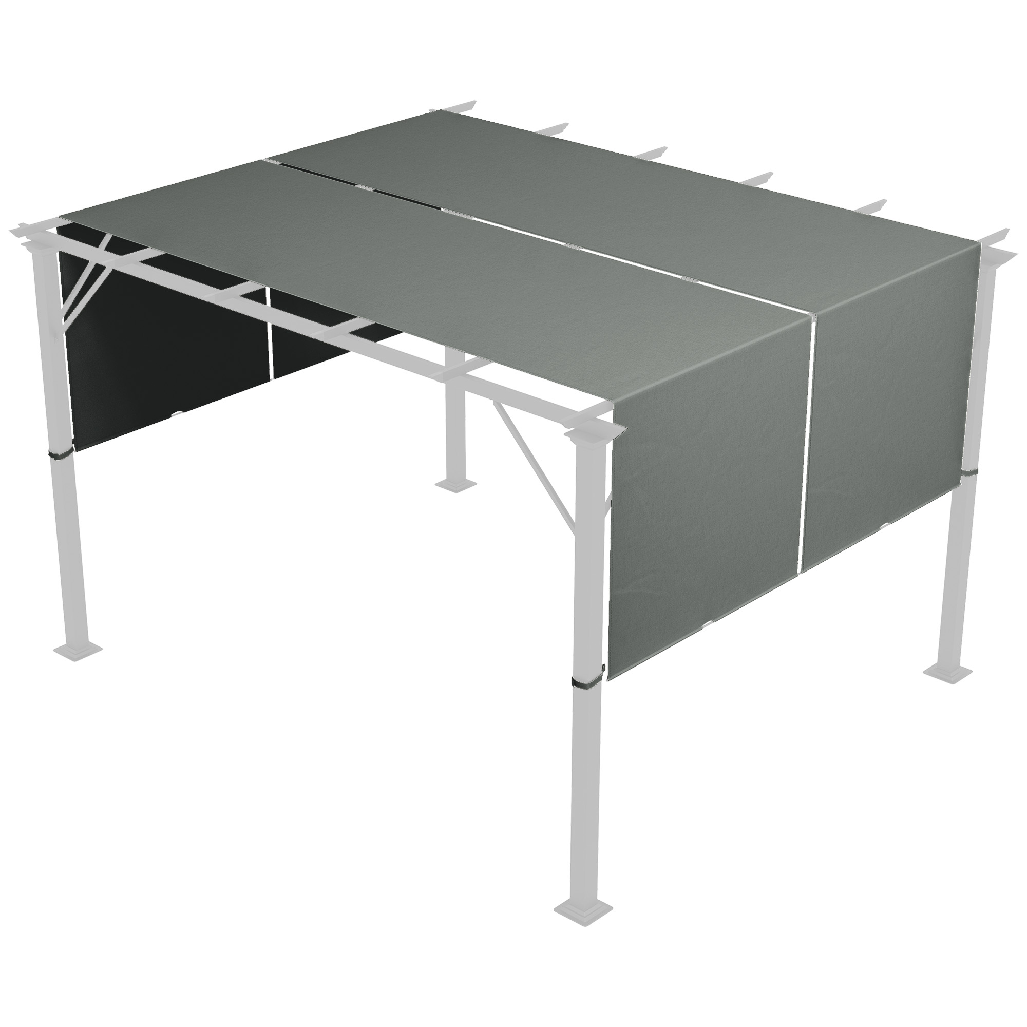 Ersatzdach für Pergola mit UV-Schutz, Sonnensegel für Terrassenüberdachung für 3 x 3 m Pavillon, Dunkelgrau