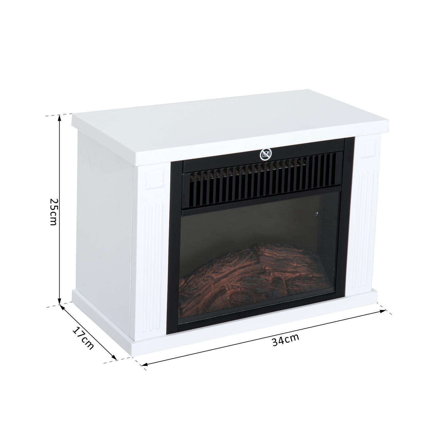 Elektrokamin mit Heizung, elektrischer Kamin mit LED Flammeneffekt, 600/1200W Dekokamin, elektrisch Kaminfeuer Kaminofen, Weiß