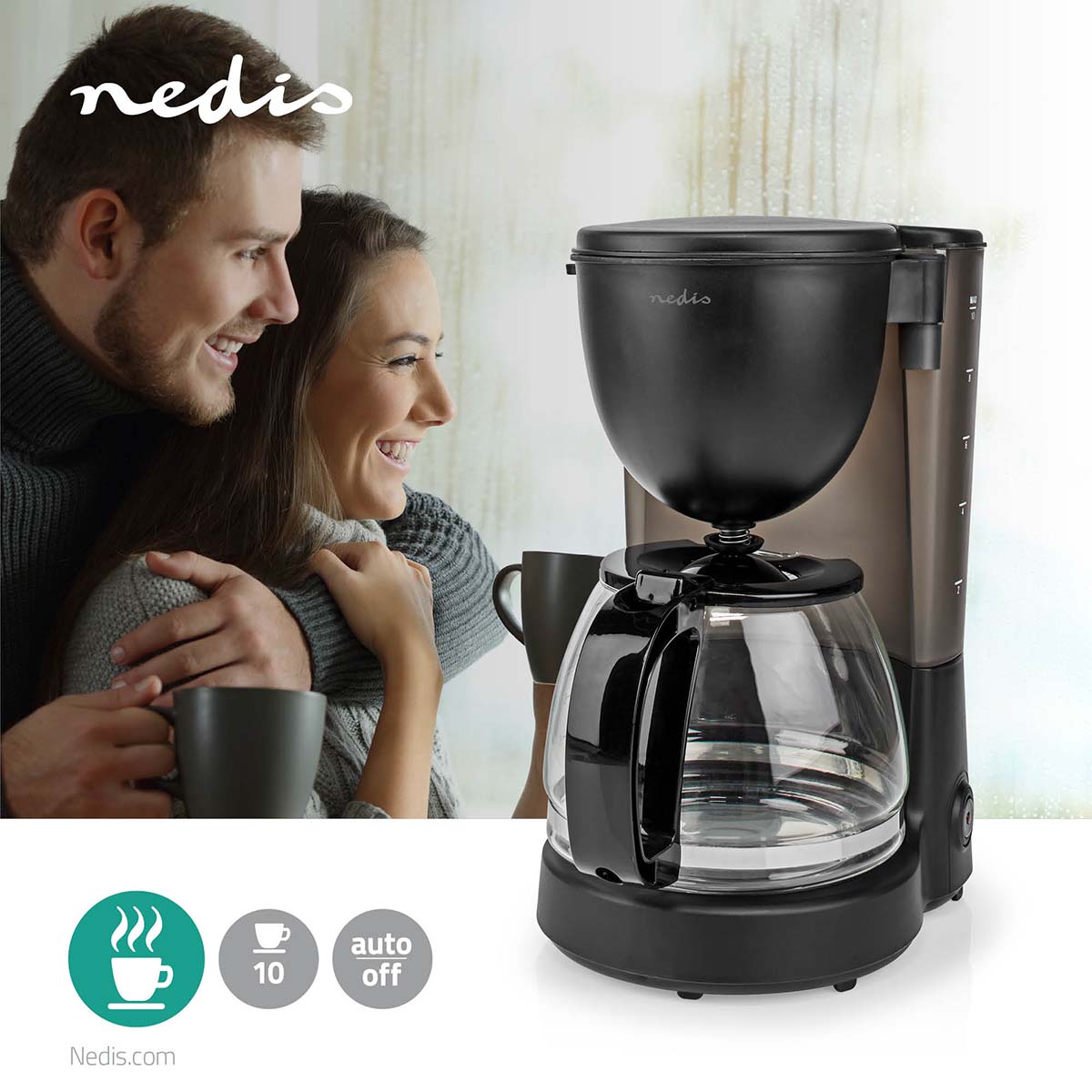 Kaffeemaschine | Filter Kaffee | 1.25 l | 10 Tassen | Warmhalten | schwarz