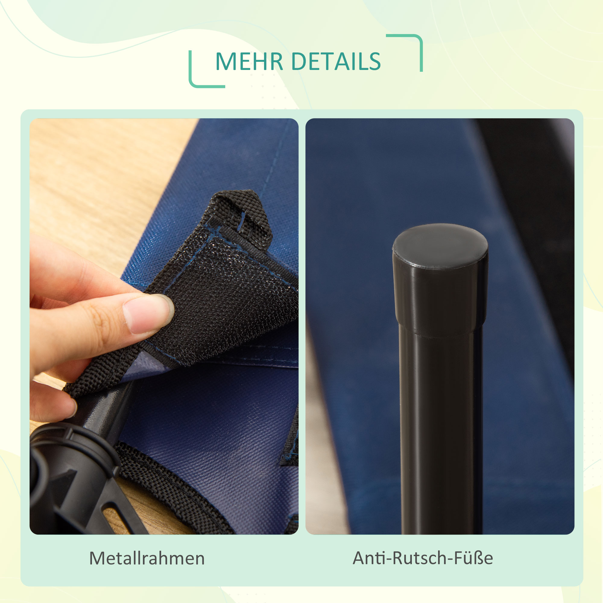 Hundebett Hundeliege Outdoor Katzenbett Haustierbett Schlafplatz Stahl 600D Oxford-Gewebe Blau 76 x 61 x 18 cm