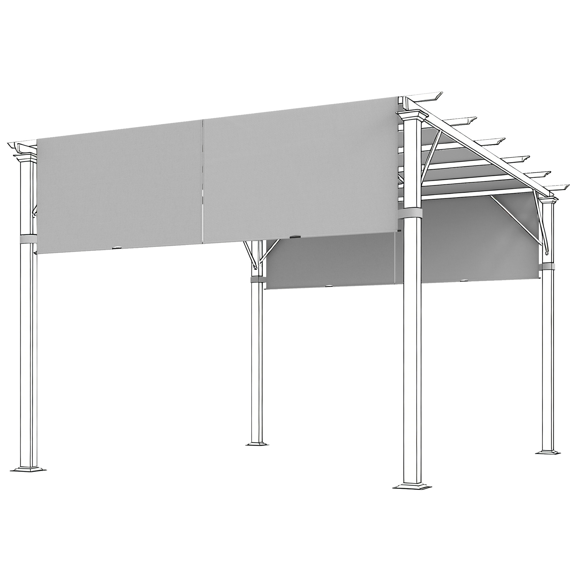 Ersatzdach für Pergola mit UV-Schutz, Sonnensegel für Terrassenüberdachung für 3 x 3 m Pavillon, Hellgrau