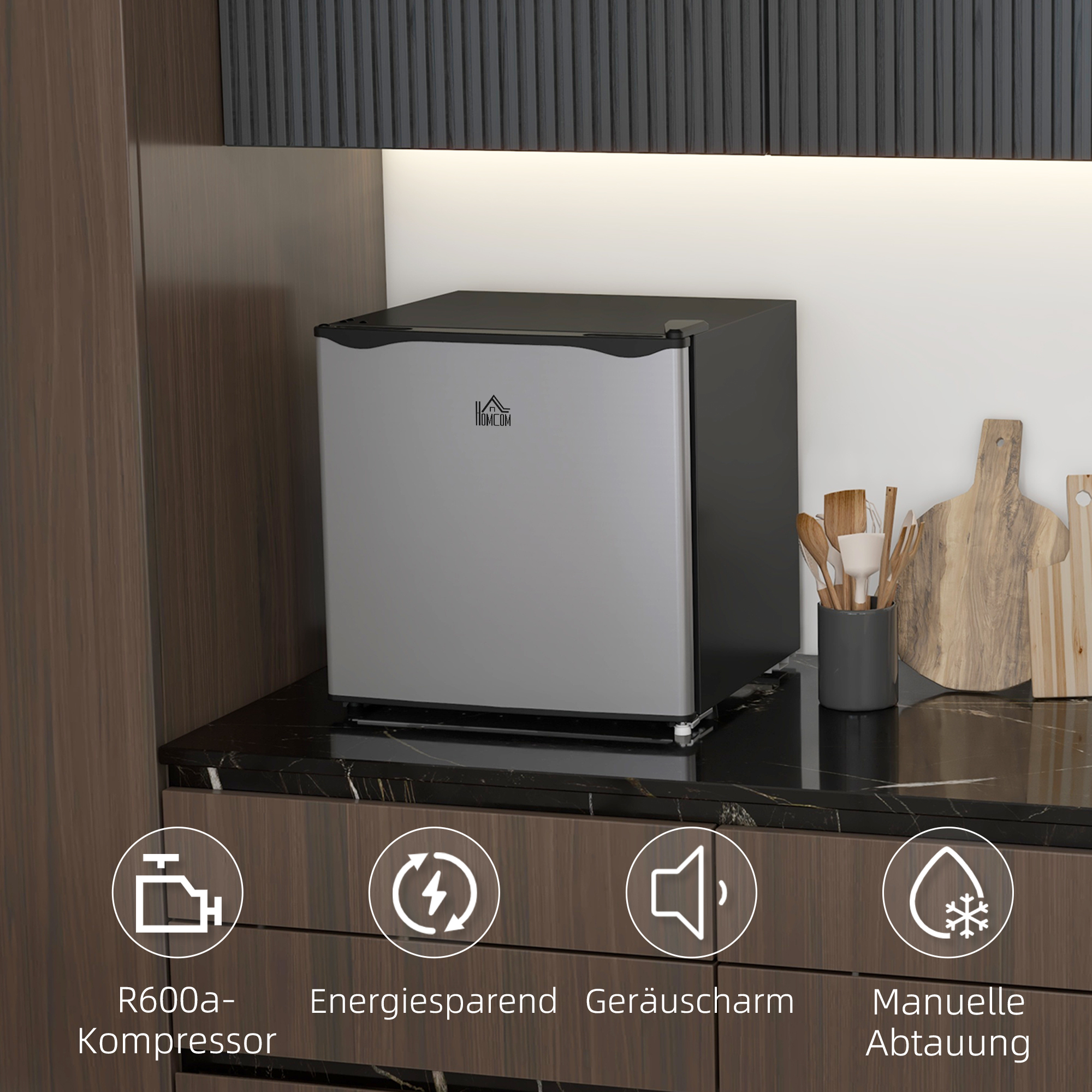 Mini-Gefrierschrank, 35 L Minikühlschrank, -14 bis -24?, 5-stufige Temperaturregelung, 47 x 44,2 x 48,8 cm, Silber