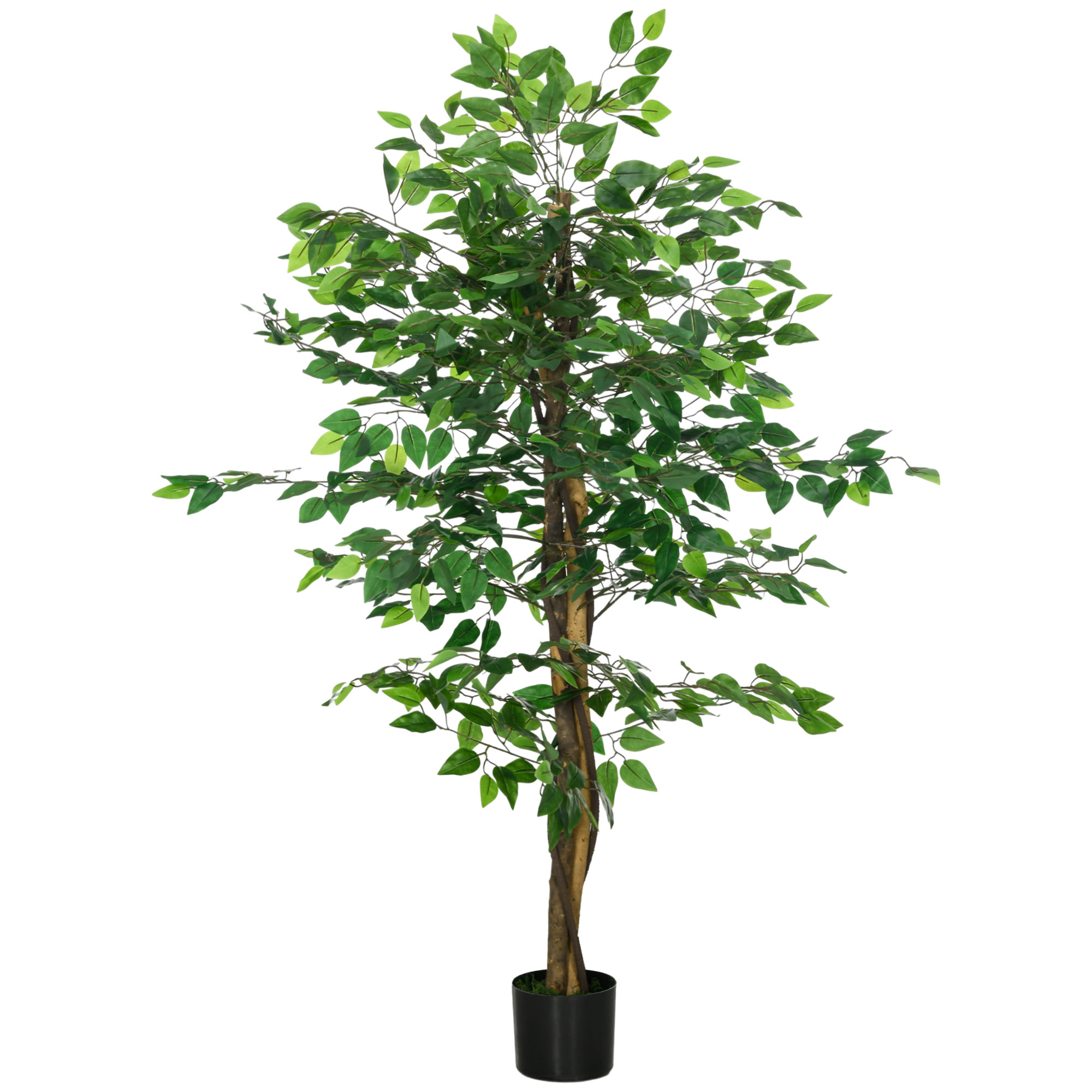Ficusbaum Kunstpflanze, naturgetreu, 150 cm hoch, mit Topf, Grün