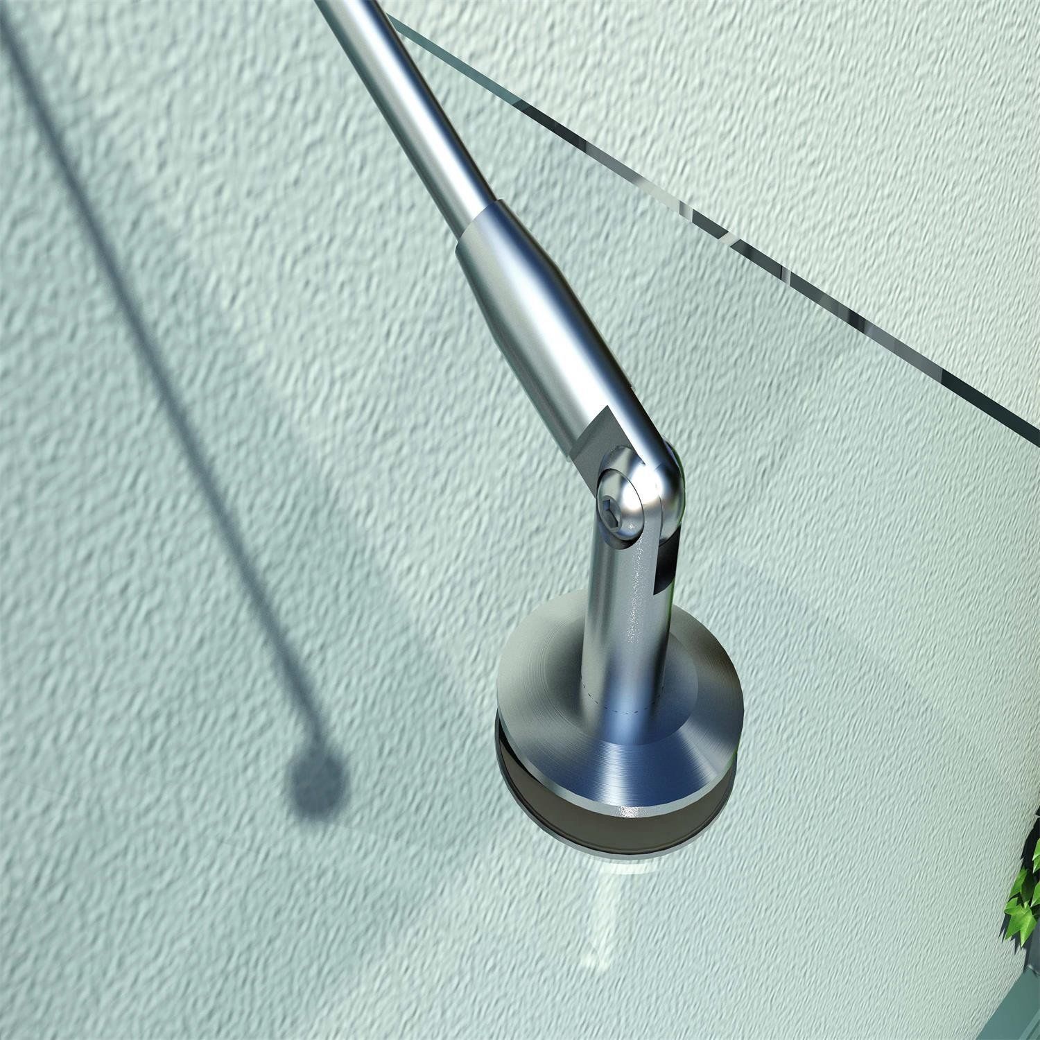Vordach, Glasvordach, Türvordach, gehärtetes Glas, V2A-Edelstahl Klarglas 150 x 90 cm