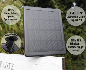 Gartenstrahler Set Solar mit 2 Spots, Solarzelle, Erdspieß, 3000k, IP65