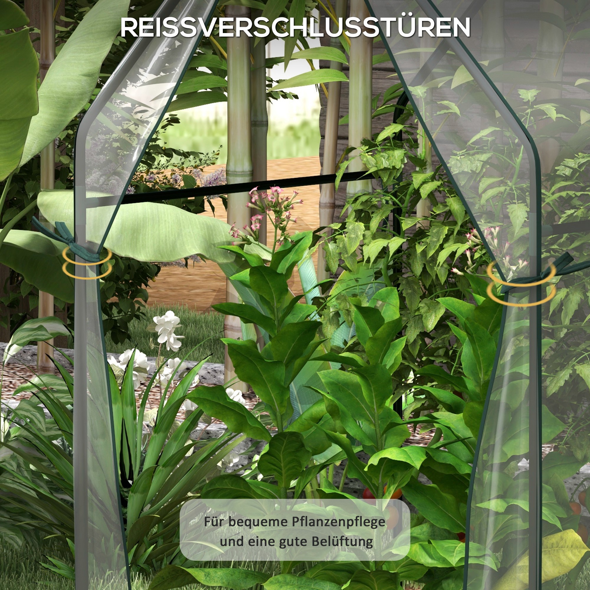 Gewächshaus Frühbeet Treibhaus, 90 cm x 90 cm x 145 cm, Transparent +Schwarz