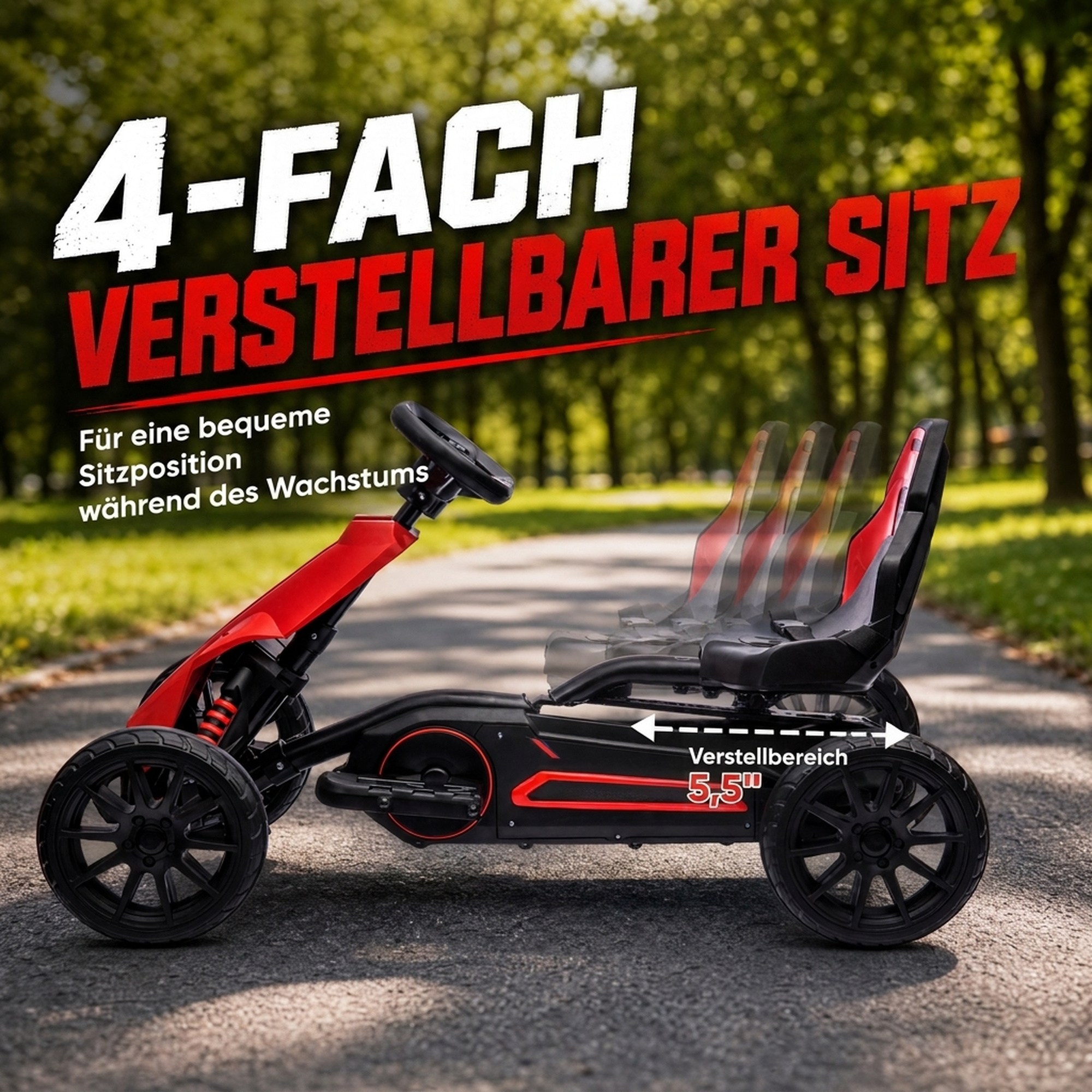 Elektro Go-Kart für Kinder 3-5km/h Gokart mit 2-Fach verstellbarem Geschwindigkeit, Sicherheitsgurt, EVA-Räder für 3-8