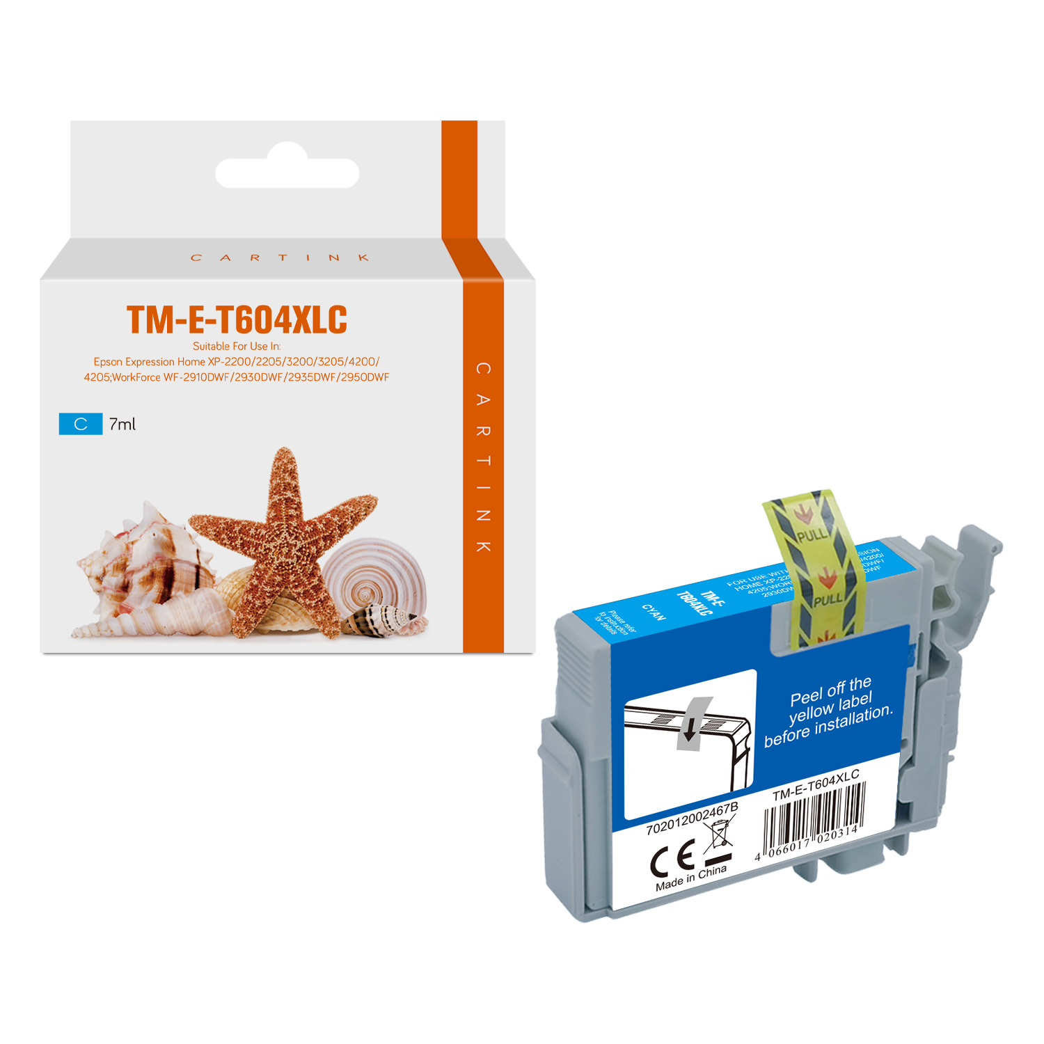 T604XLC alternativ Seestern Tinte Cyan für Epson / C13T10H24010 / 7ml / 400 Seiten T604XLC alternativ Seestern Tinte Cyan für Epson / C13T10H24010 / 7ml / 400 Seiten