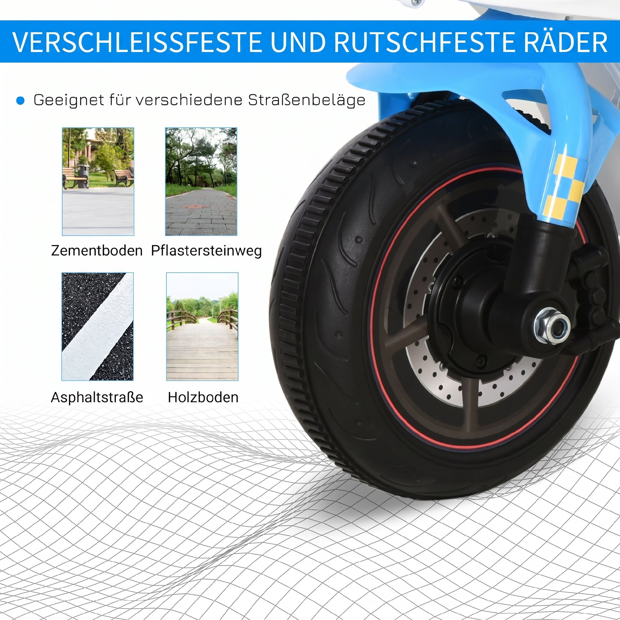 Rutschauto, Rutschfahrzeug mit Musik und Scheinwerfer, Kinderfahrzeug im Rennmotorrad-Design, bis 20kg 18-36 Monate Blau