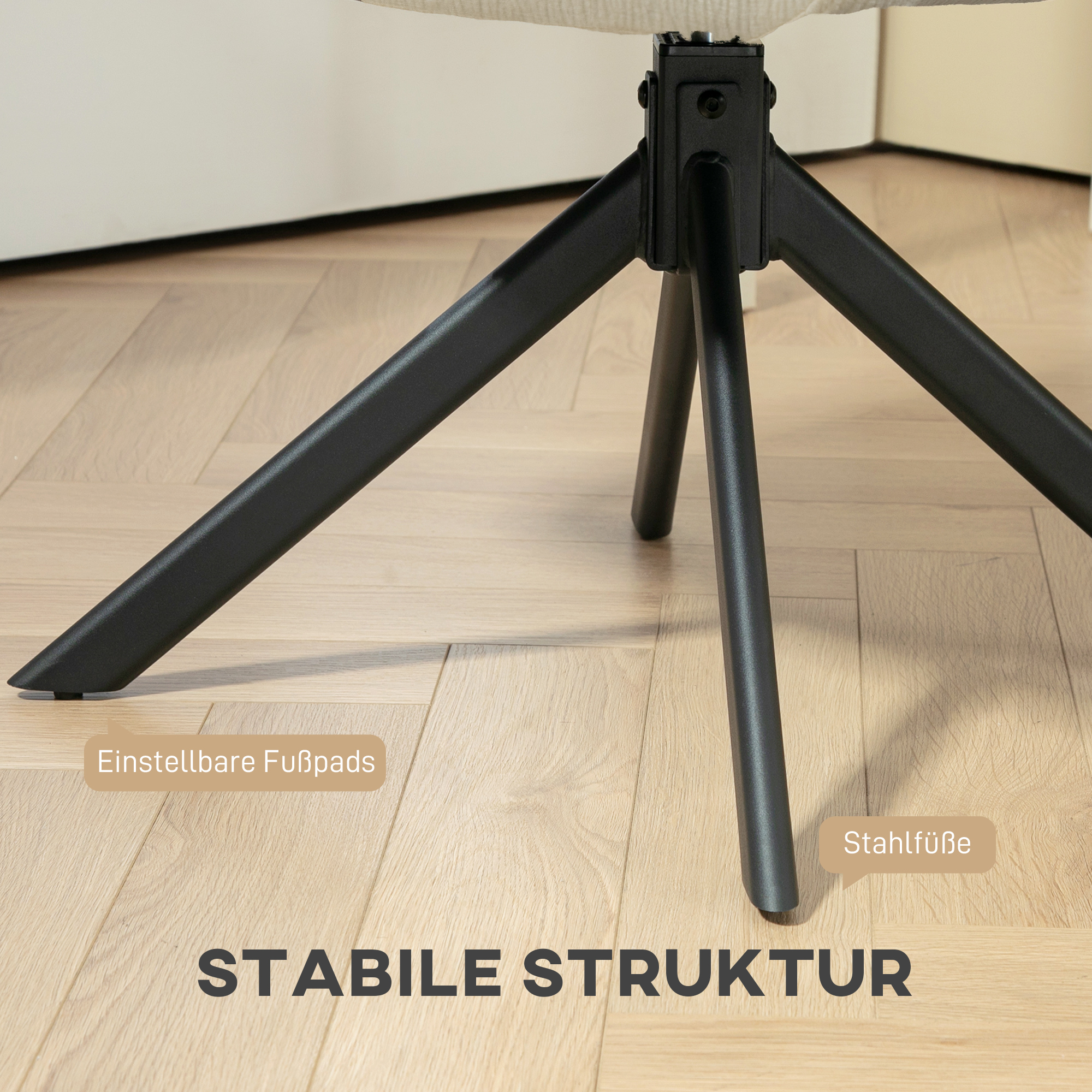 Polstersessel, Akzentsessel, modernes Design, drehbar, bis 120 kg, Cremeweiß