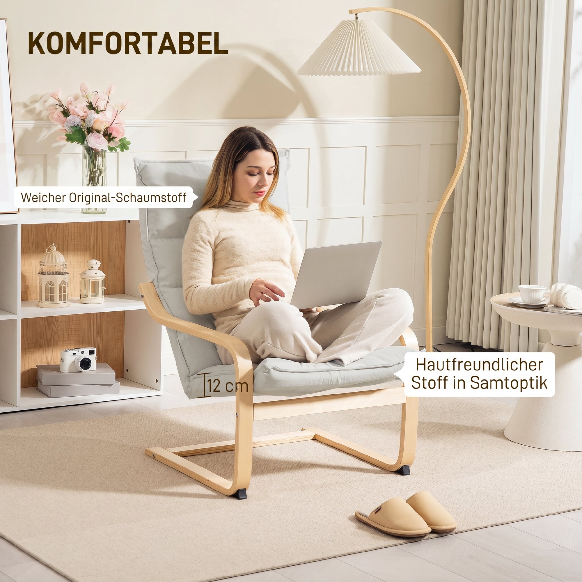 Sessel, Loungesessel mit geschwungenen Beinen und Armlehnen für Wohnzimmer