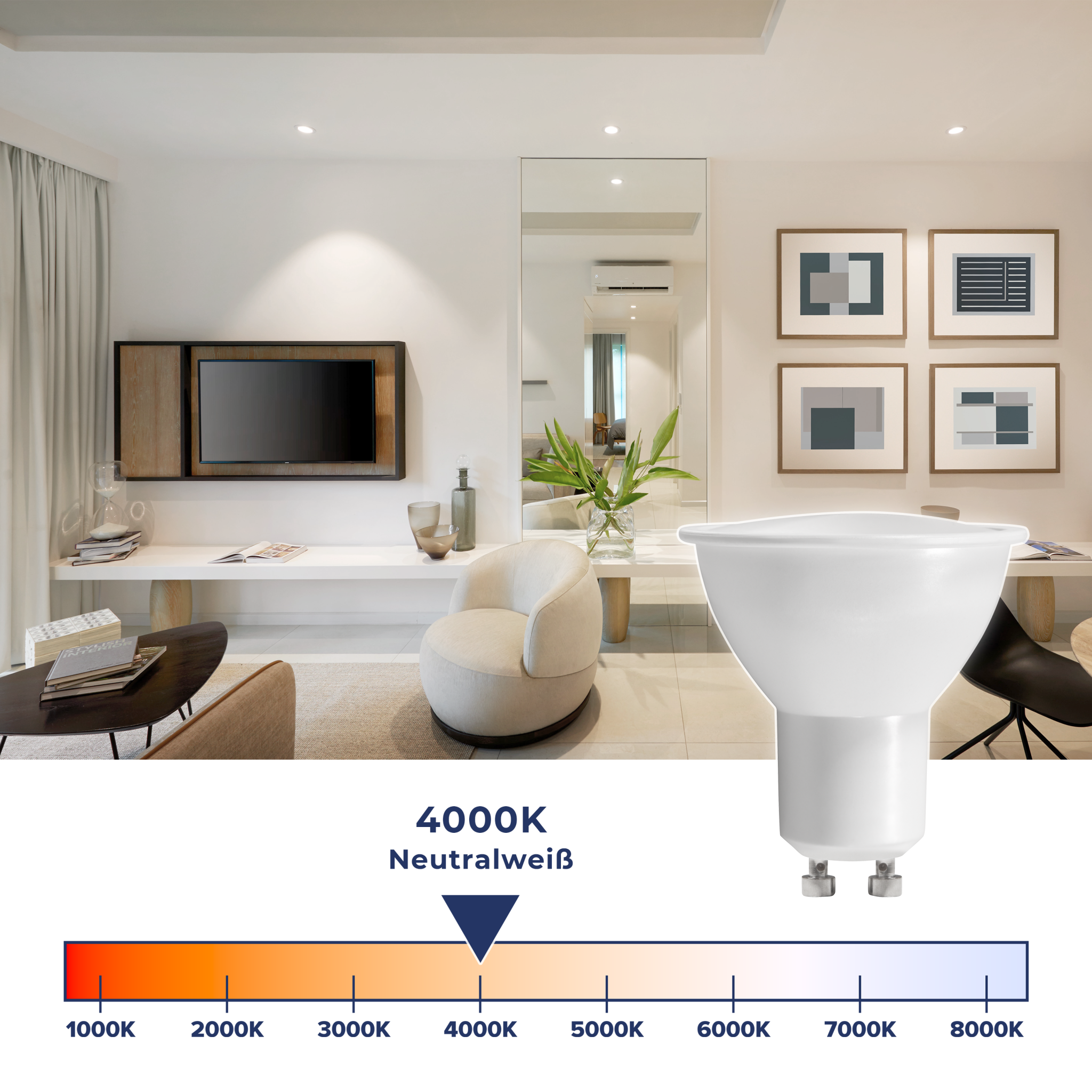 LED-Strahler McShine ''MS-60-10'' GU10, 6W, 510lm, 4000K, neutralweiß, 10er-Pack
