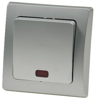 DELPHI Kontroll-Schalter mit Lämpchen / 250V~/ 10A, UP, silber