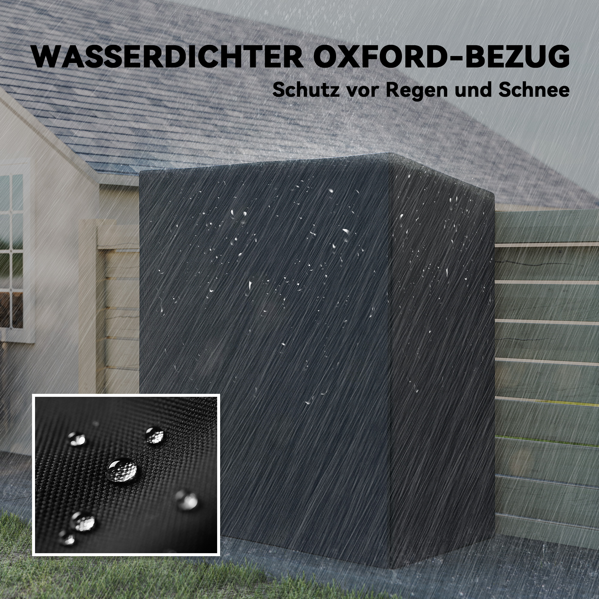 Feuerholzregal, Brennholzständer aus Stahl, Stoffabdeckung, 300 kg Belastbarkeit, 140 x 70 x 154 cm, Schwarz