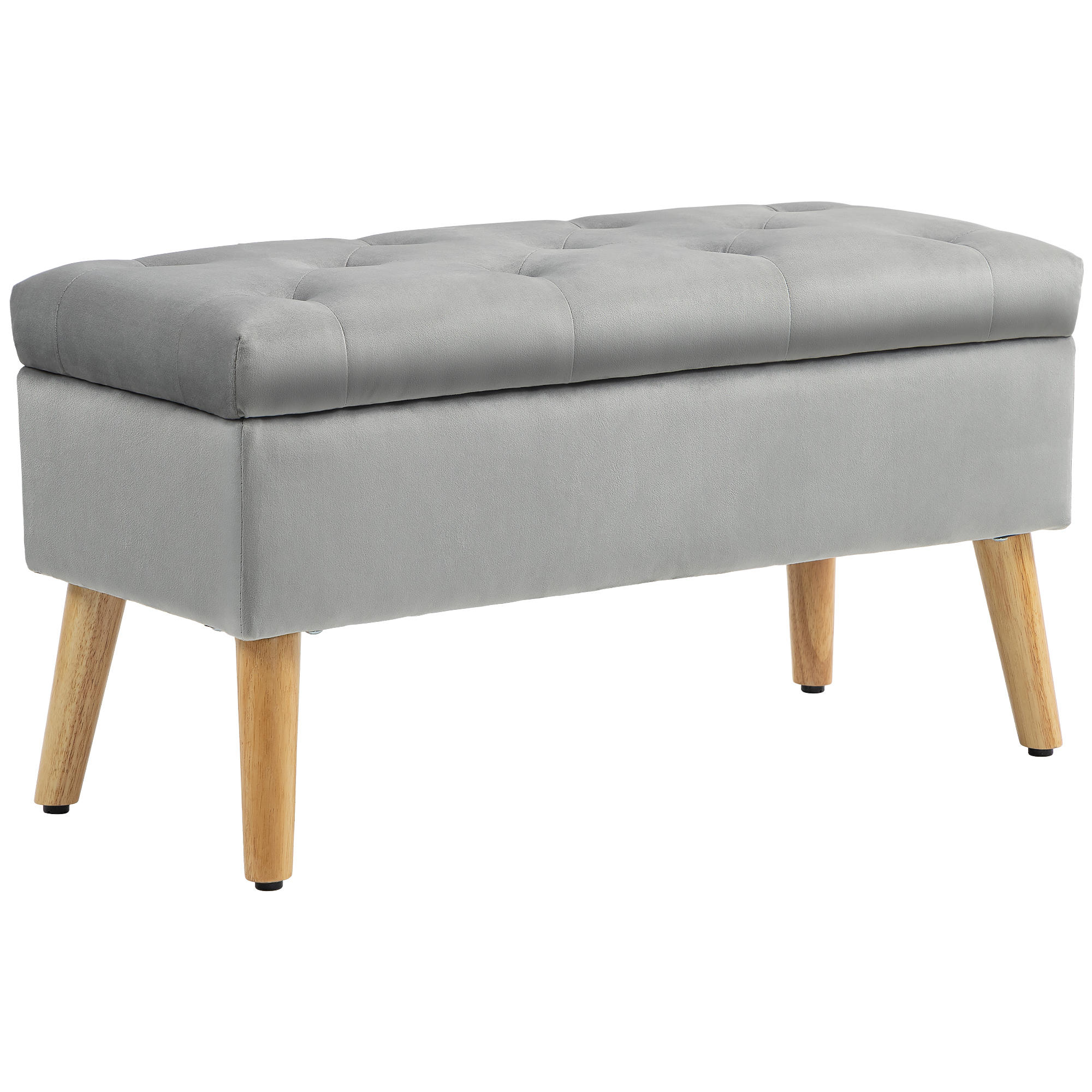 Polsterbank mit Stauraum, Stoffbezug in Samtoptik, Holzbeine, für Wohnzimmer, Schlafzimmer, Flur, 80 x 35 x 40 cm, Grau Polsterbank mit Stauraum, Stoffbezug in Samtoptik, Holzbeine, für Wohnzimmer, Schlafzimmer, Flur, 80 x 35 x 40 cm, Grau