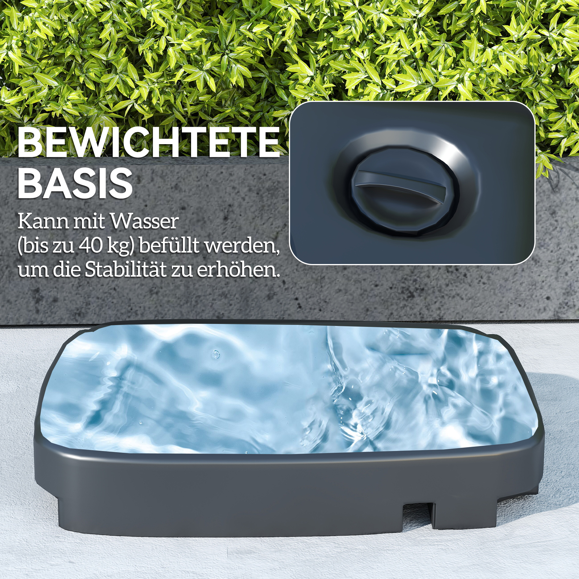 Ampelschirm 247 x 247cm neigbar Sonnenschirm mit Doppeldach Kurbel Ständer Wasserabweisend Dunkelgrau