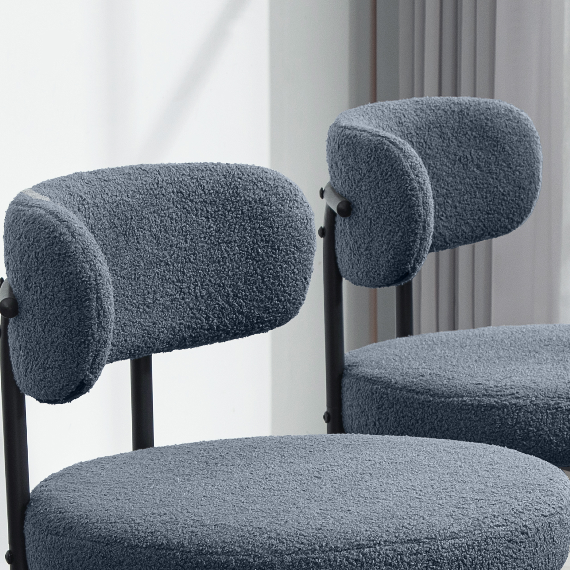 2er-Set Esszimmerstühle, Fleece-Polsterung, Stühle mit Polstersitz, Metallbeine, Grau