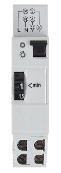 Treppenlichtzeitschalter / Zeitrelais, 1 Wechsler, 230V/16A, 1-7 Minuten