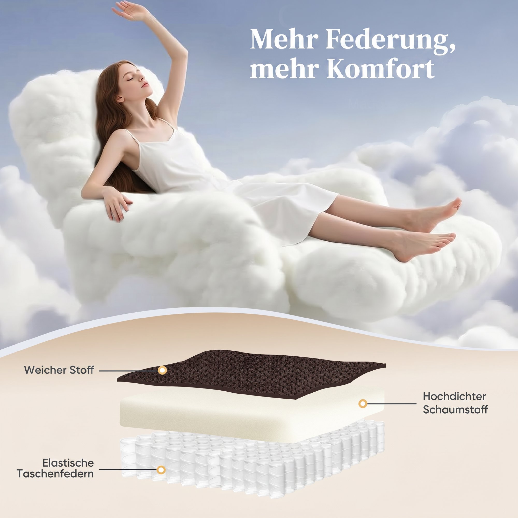 Aufstehsessel mit weichem Bezug, Recliner-Sessel mit Fernbedienung und Seitentaschen, Braun
