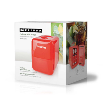 tragbarer Mini-Kühlschrank | 6 Dosen / 4 l Inhalt | 100-240 V / 12 V | Heiz- / Kühlfunktion | Tragegriff | Rot