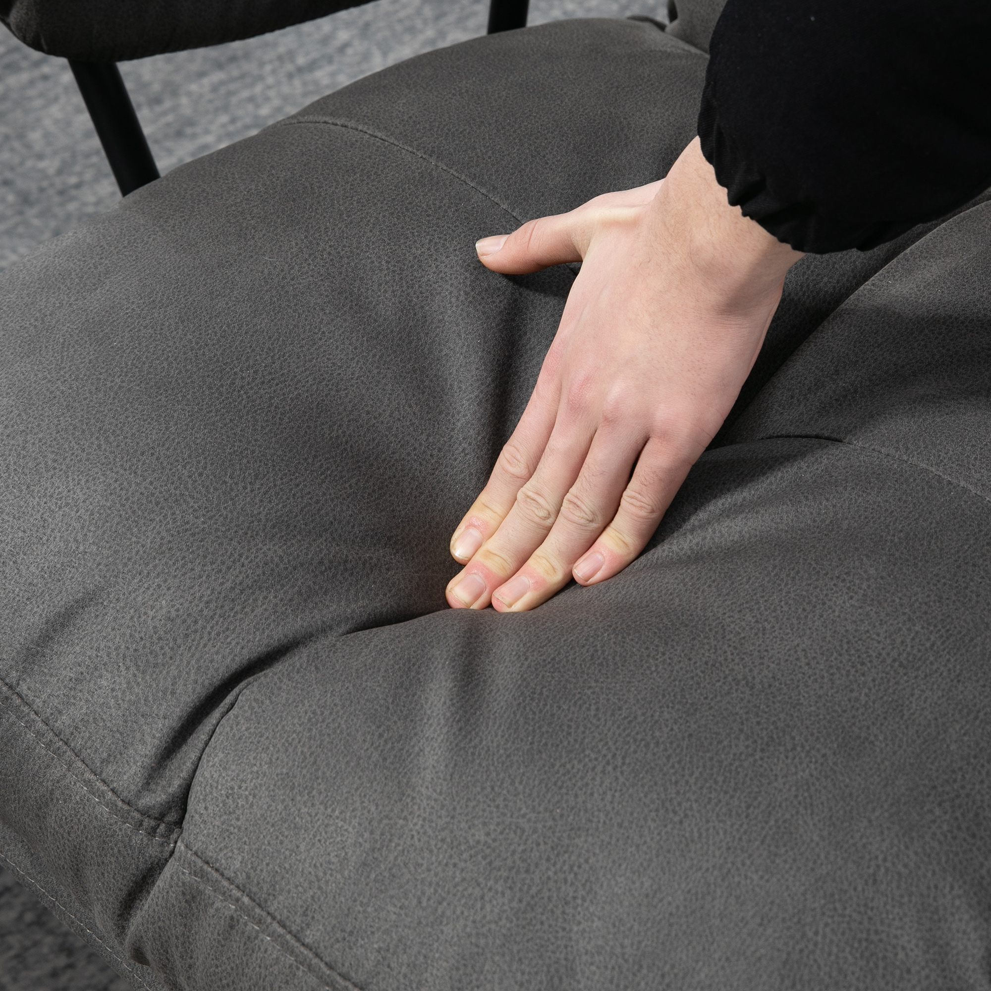 Relaxsessel mit Ottomane, Sessel mit Fußhocker, verstellbare Rückenlehne; Mikrofaser, Dunkelgrau