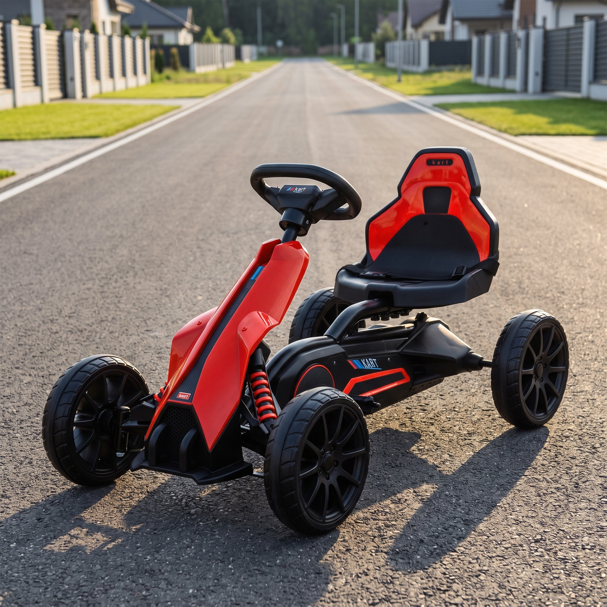 Elektro Go-Kart für Kinder 3-5km/h Gokart mit 2-Fach verstellbarem Geschwindigkeit, Sicherheitsgurt, EVA-Räder für 3-8