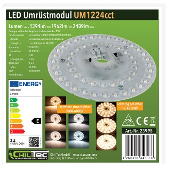 LED Umrüstmodul "UM1224cct" für Leuchten, Ø 17cm, 12-18-24W, Magnethalter