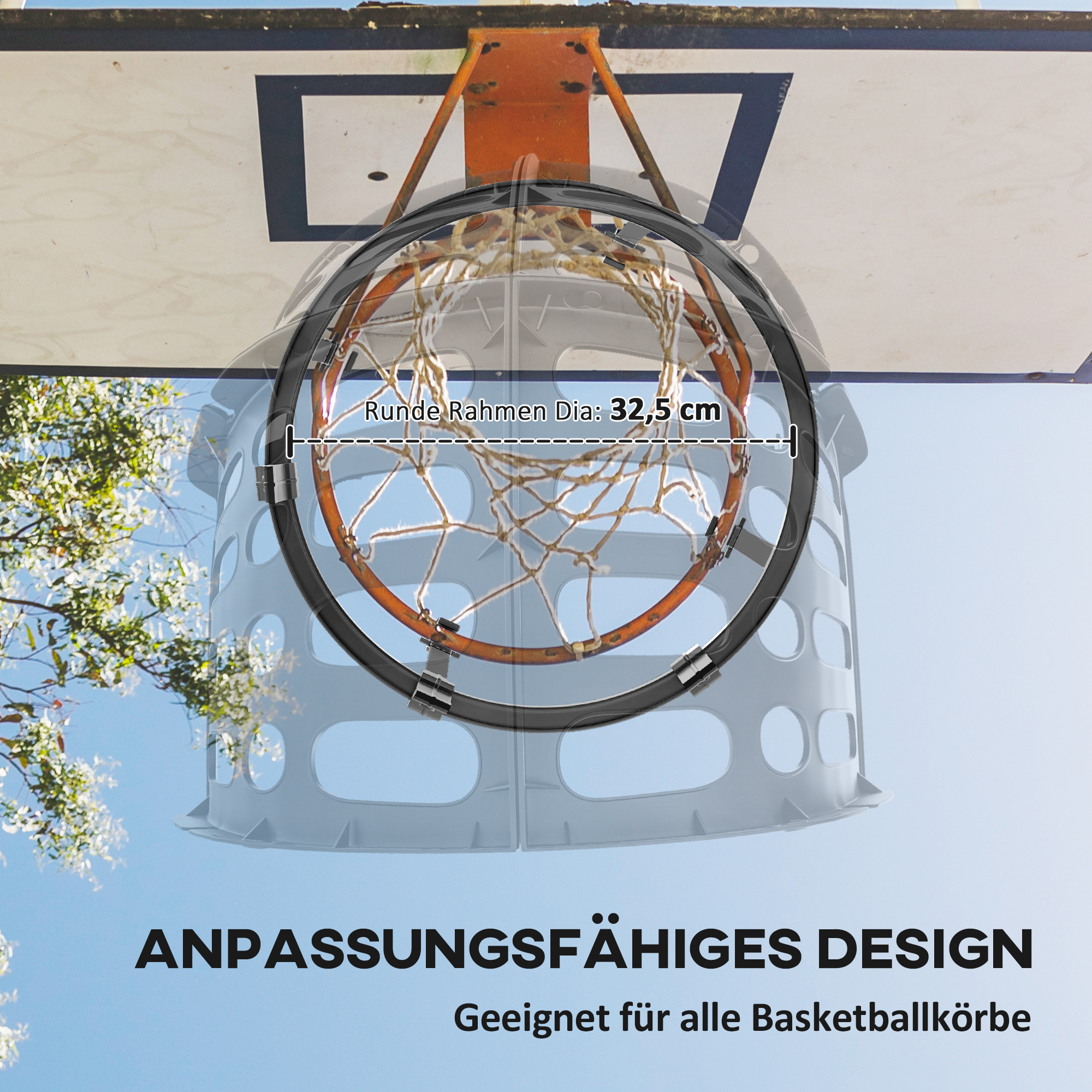 Basketball-Rebounder, höhenverstellbar, 360° drehbar, Kunststoff, 35,6L x 35,6B x 75,5H cm, Schwarz