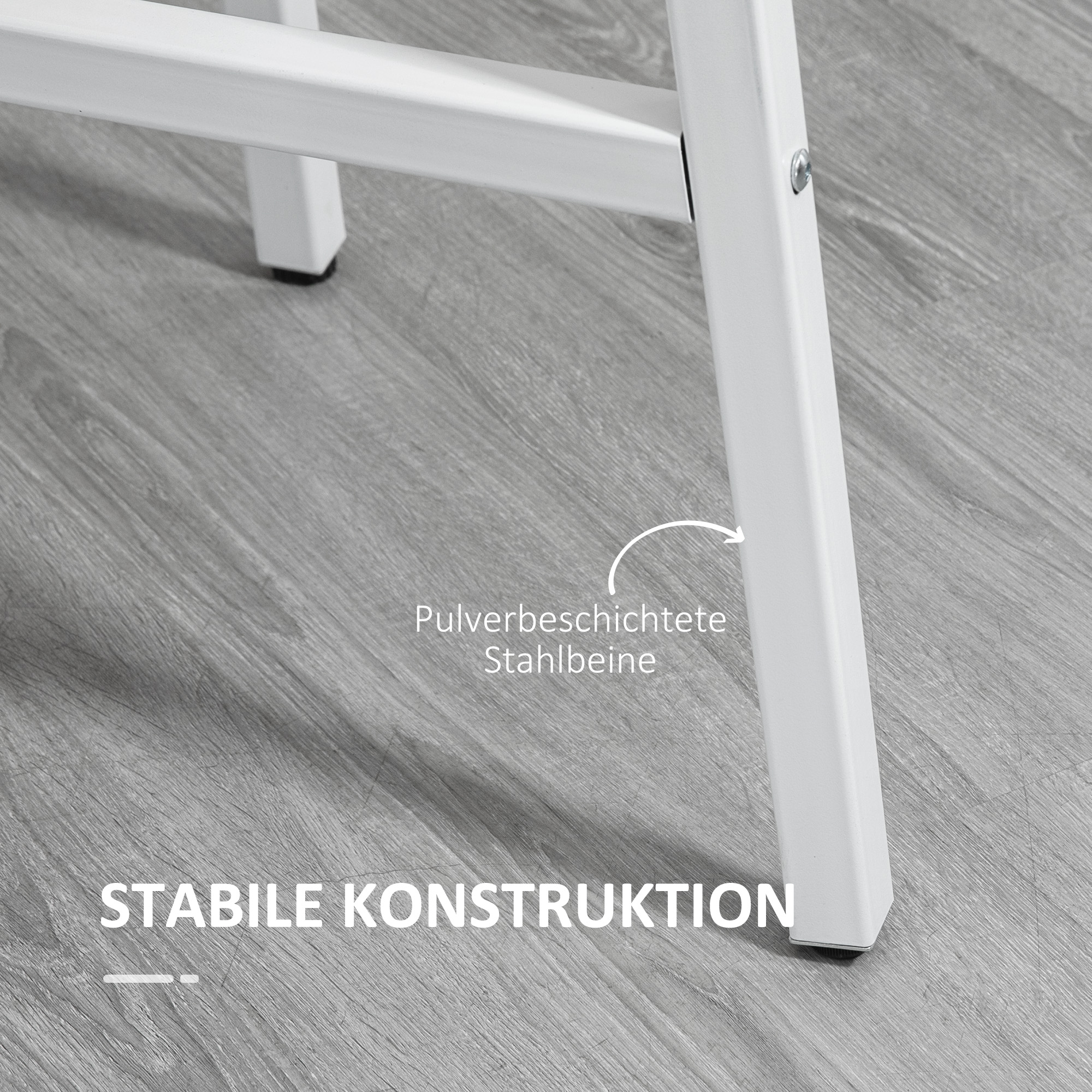 Esstisch, industrieller Stil, abgerundetes Design, stabil bis 60 kg, Ø80 x 76H cm, Naturholz/Weiß