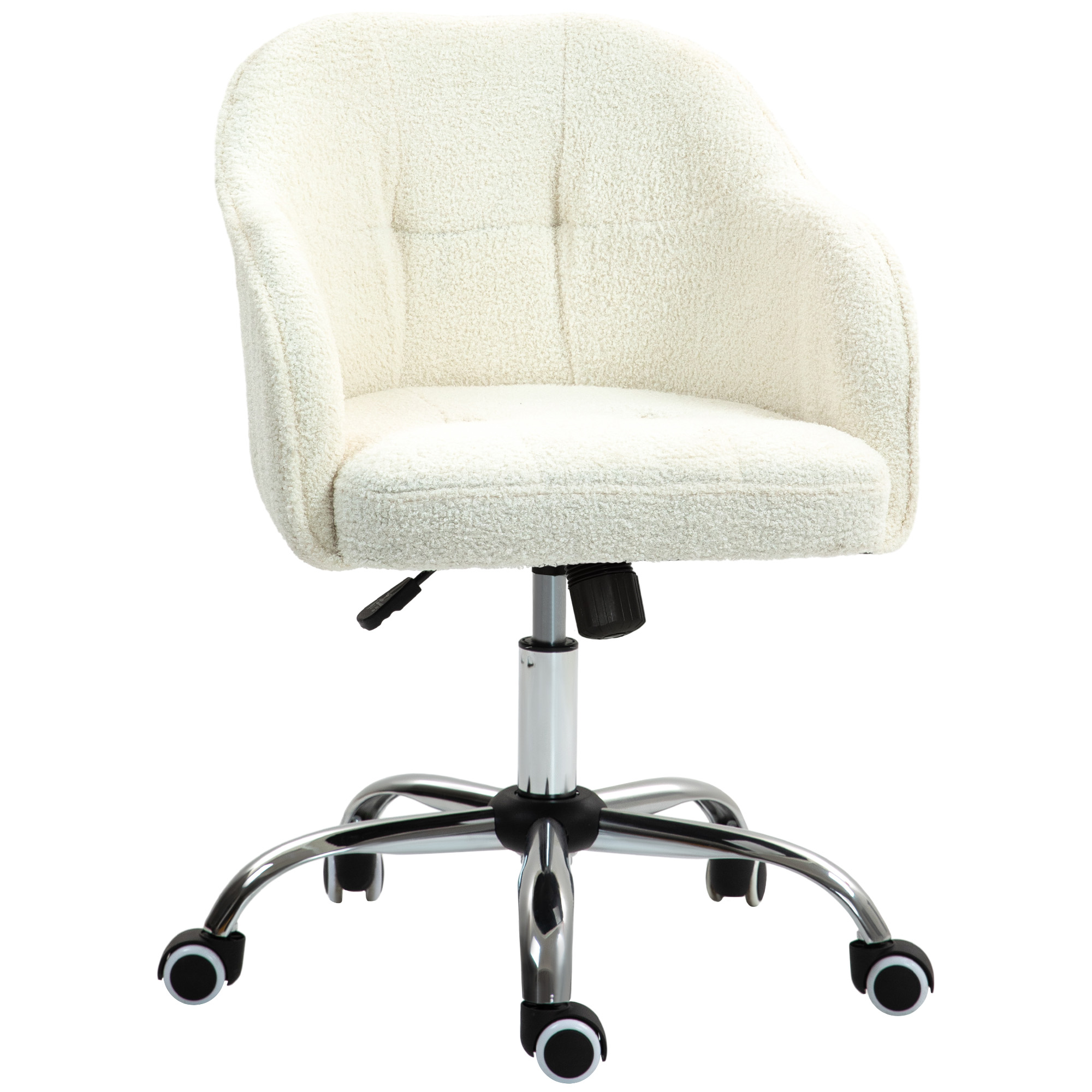 Homeoffice Stuhl, Ergonomisch Schreibtischstuhl mit Wippfunktion, Teddysamtoptik 56 x 61 x 86 cm Cremeweiß